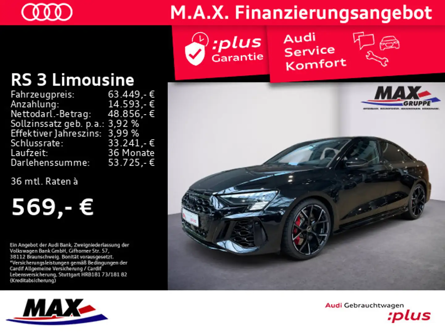Audi RS3 TFSI QUATTRO MATRIX LED+360°+VCP+ Schwarz - 1