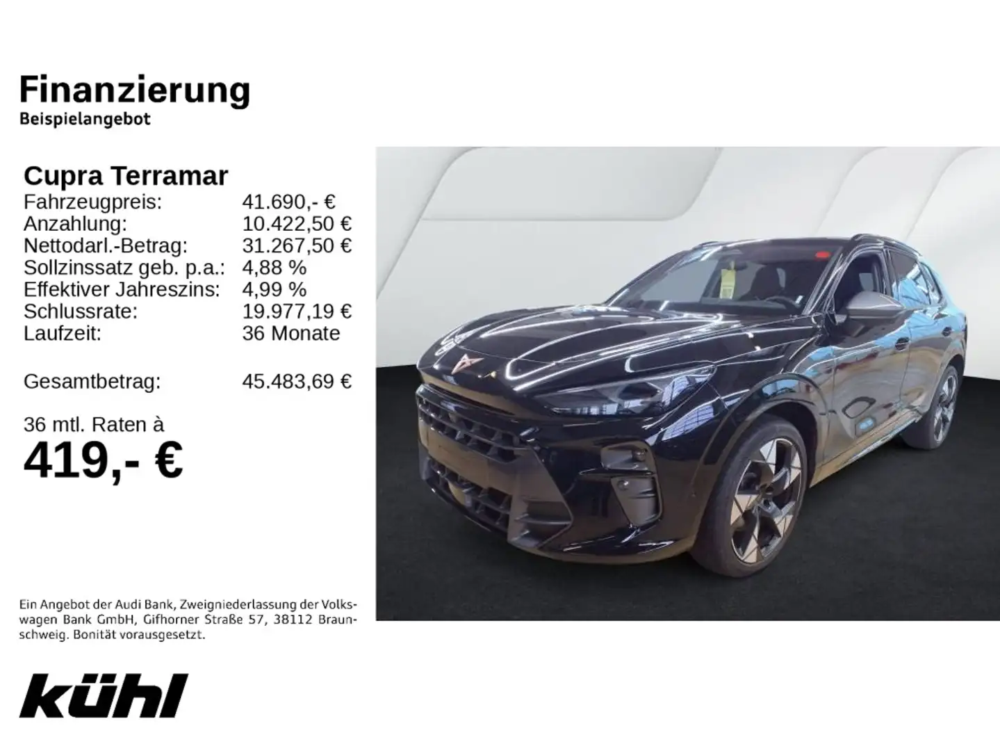 CUPRA Terramar 2.0 TSI 4D DSG LED/ACC/HuD/360°/App/Nav Schwarz - 2