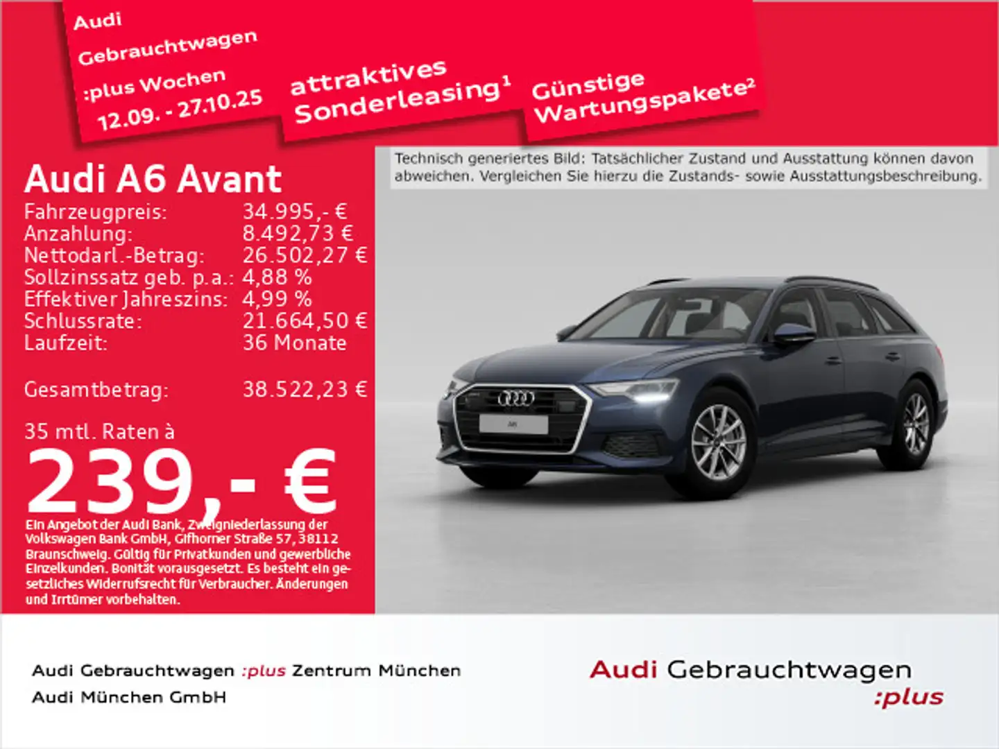 Audi A6 40 TDI Virtual/LED/Navi/Assistenz Blau - 1