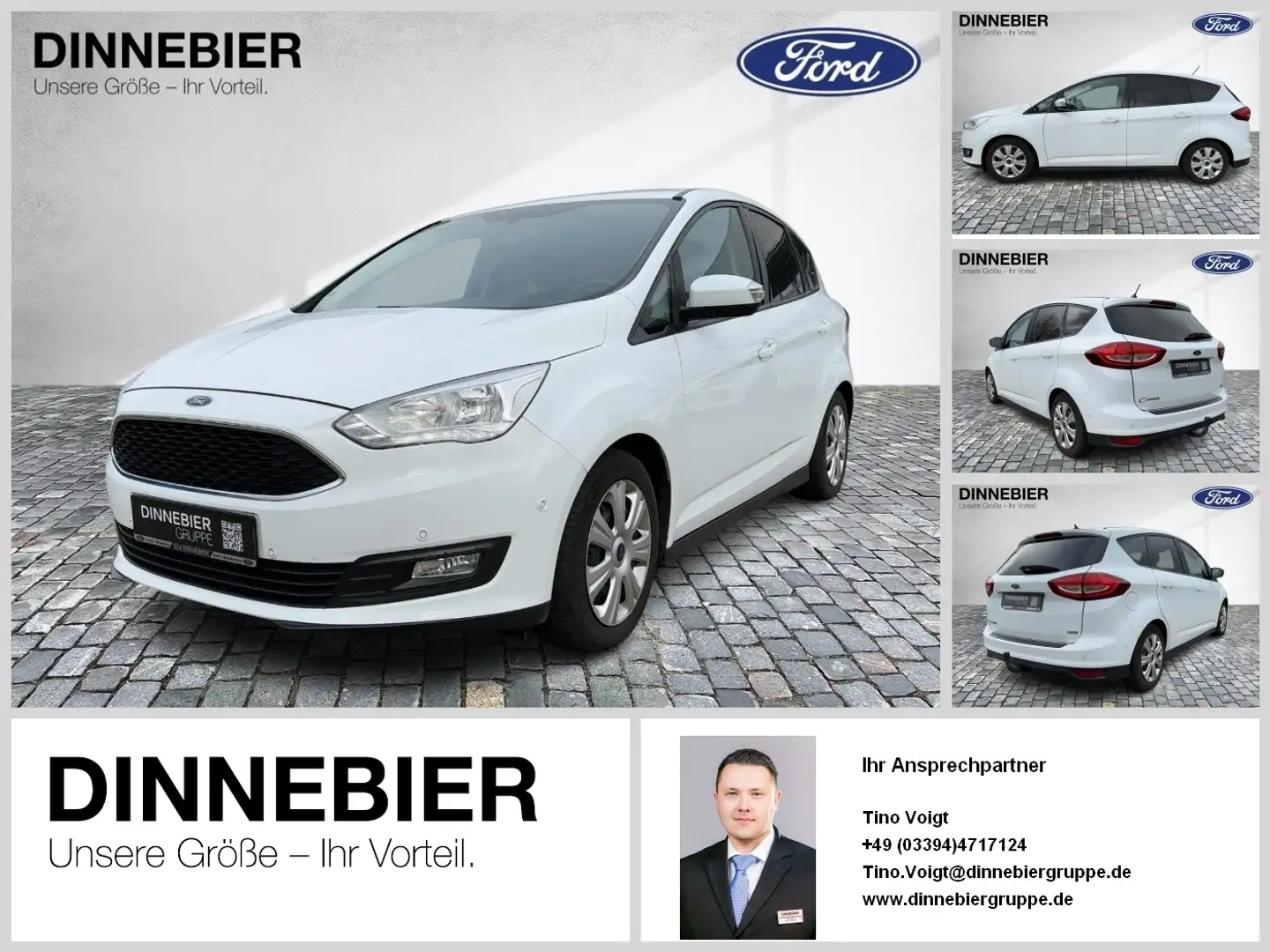 Ford C-Max 1.5 C&C Autom. *Klimaaut./Navi/AHK* 1.HAND! Weiß - 1