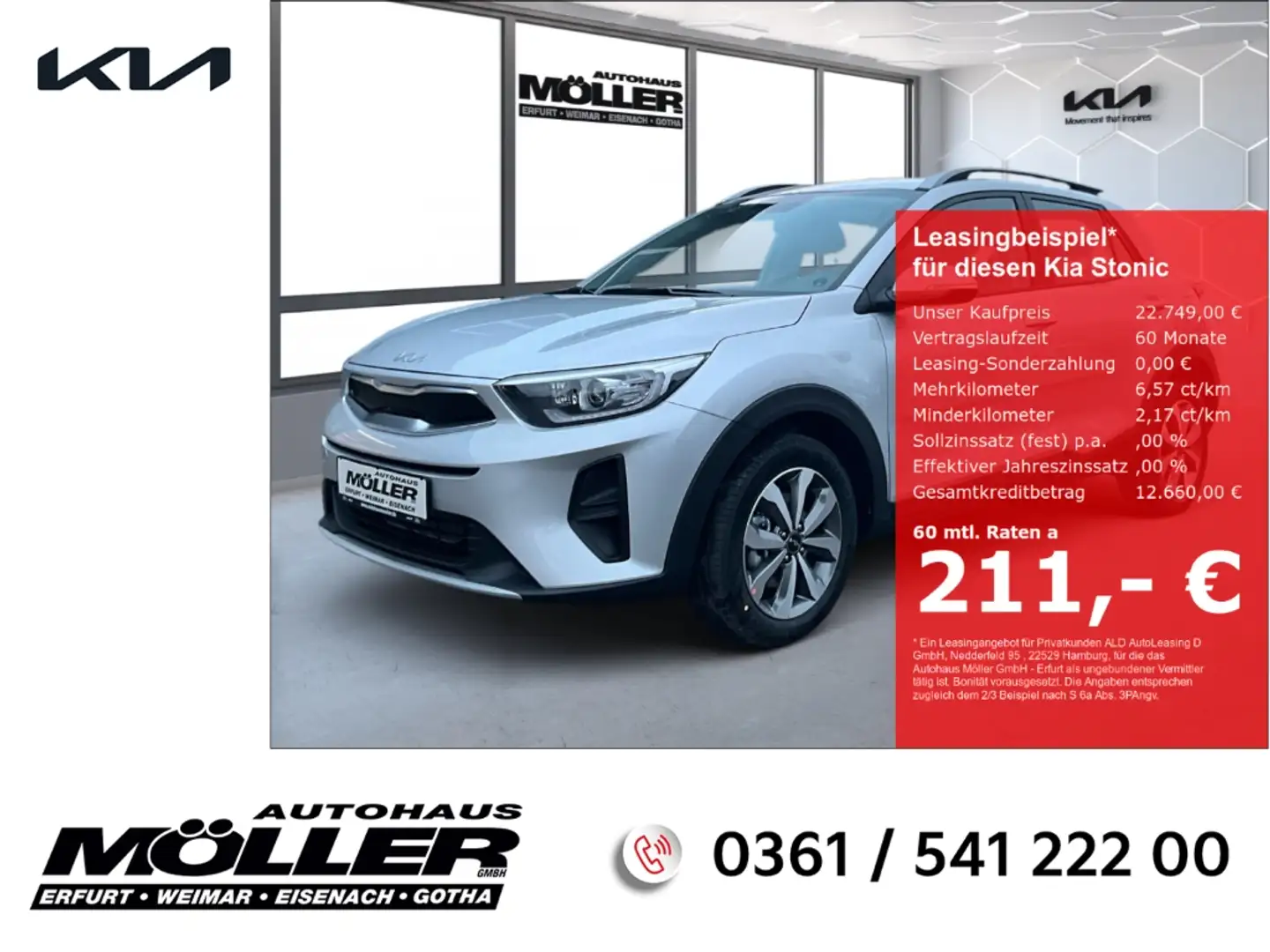 Kia Stonic Vision 1.0T DCT7 Kamera Navi Klima PDC Silber - 1