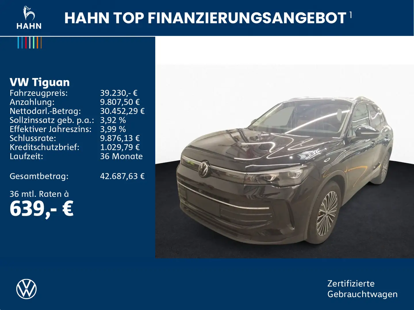 Volkswagen Tiguan 2.0TDI DSG Goal 360° AHK Matrix Standheiz Schwarz - 2