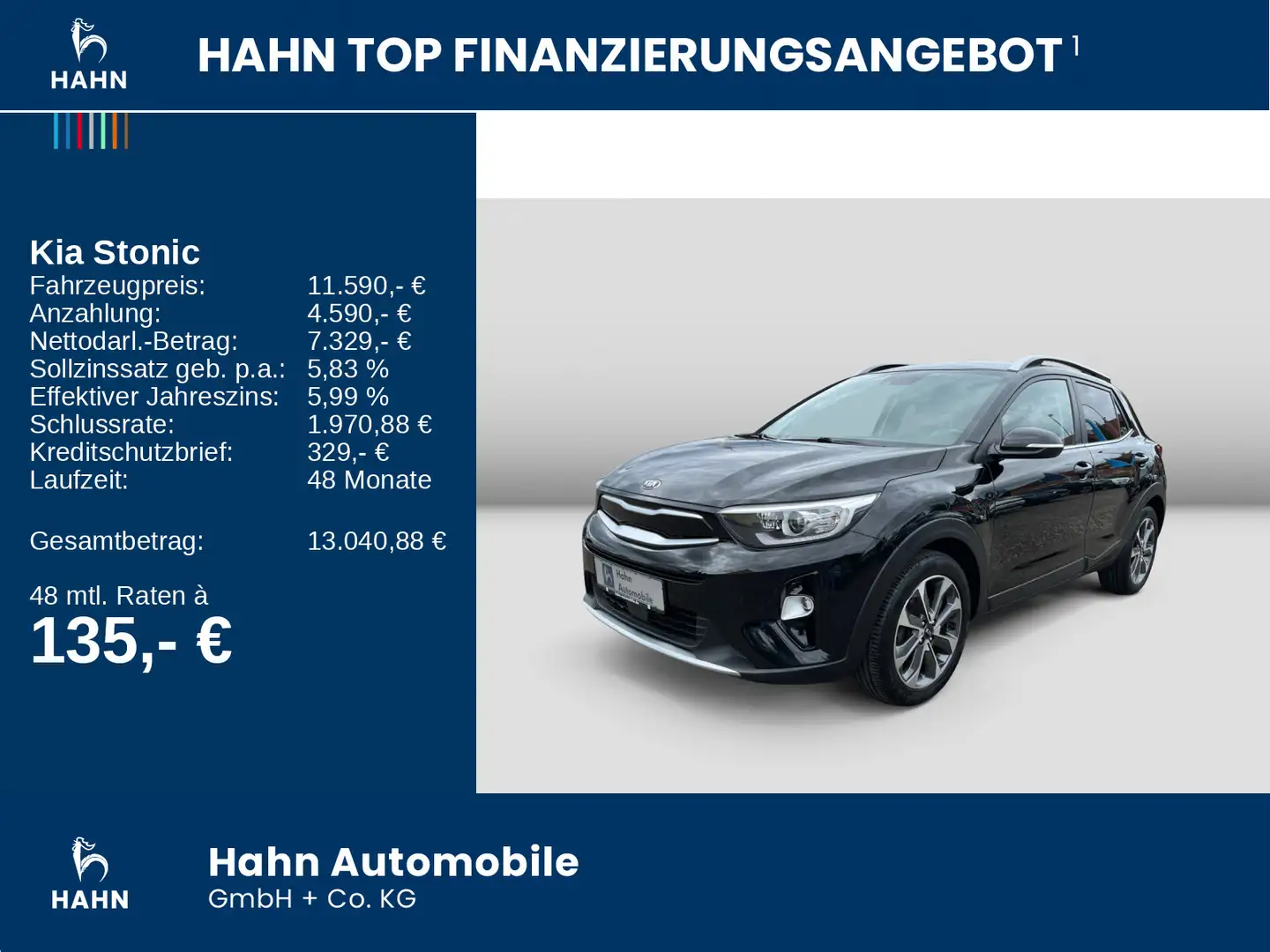 Kia Stonic 1.0 T-GDI Spirit PDC Cam Navi Sitzh Klima Noir - 2
