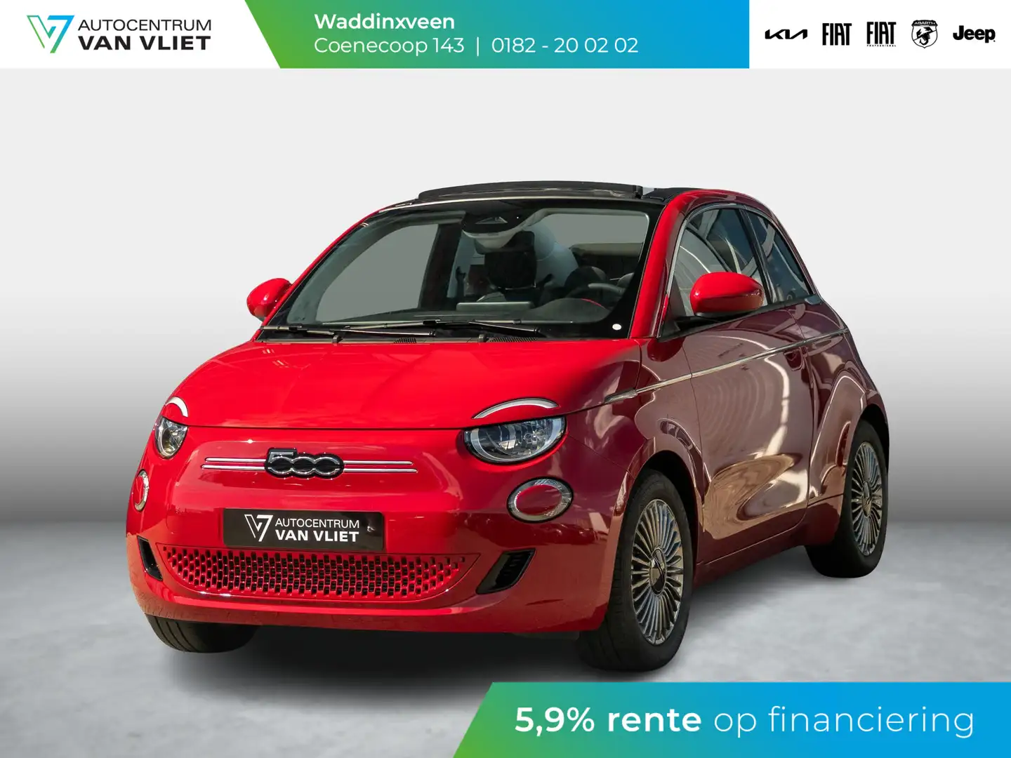 Fiat 500e 42 kWh Cabrio | Clima | Camera | Carplay | Cruise Rood - 1