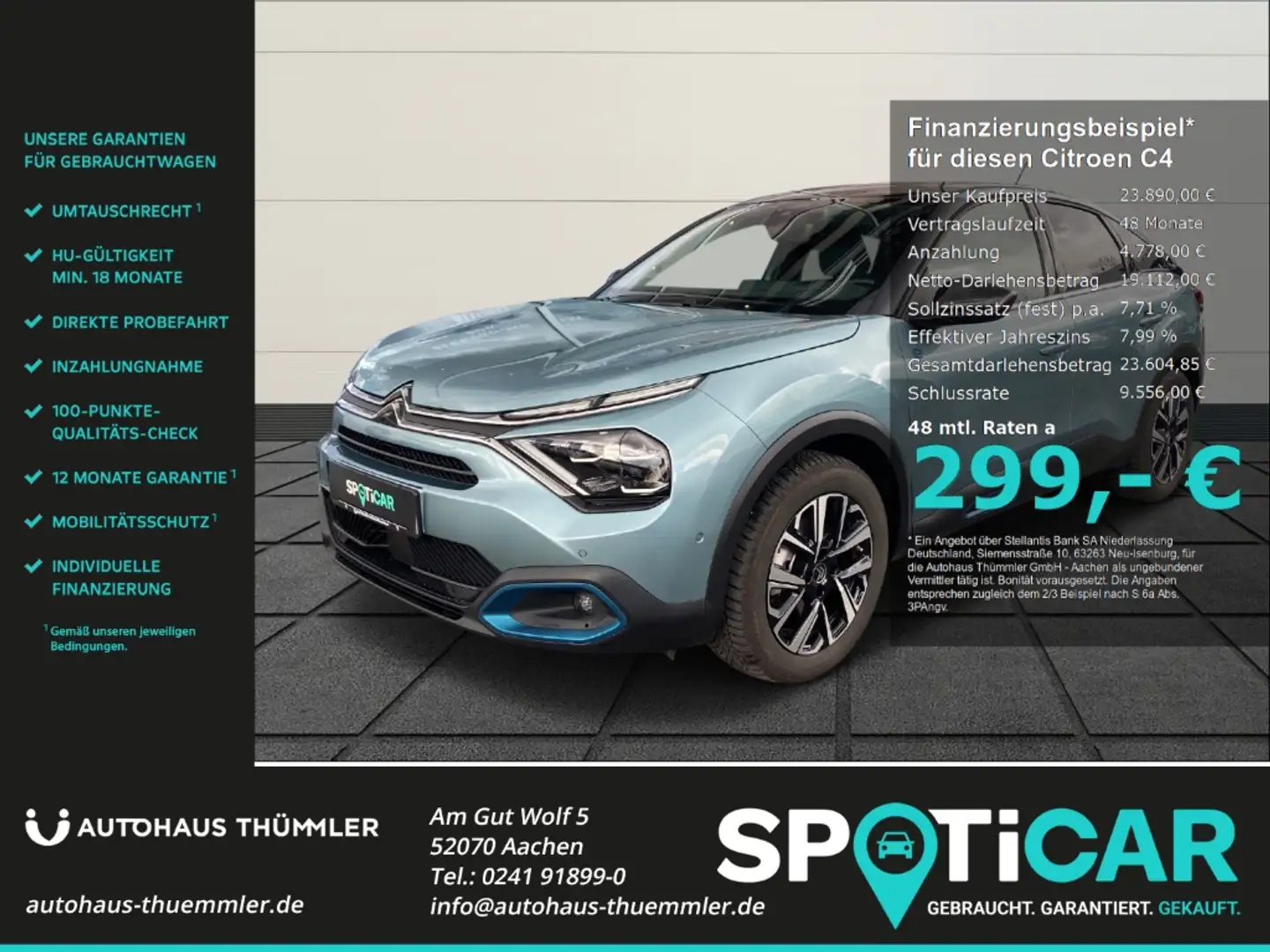 Citroen C4 136 Shine incl. Wallbox HUD Navi ALU Winterräder 3 Blau - 1