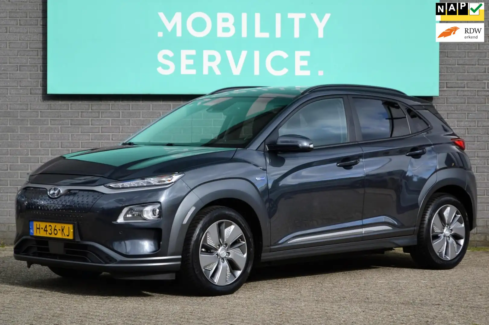 Hyundai KONA EV Premium 64 kWh SOH194% 3FASE Clima ACC CarPlay Gris - 1
