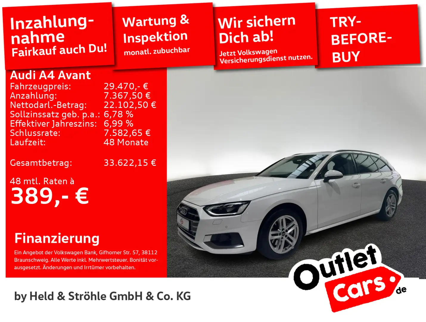 Audi A4 40 TDI quattro STANDHZG AHK HuD MATRIX Weiß - 1