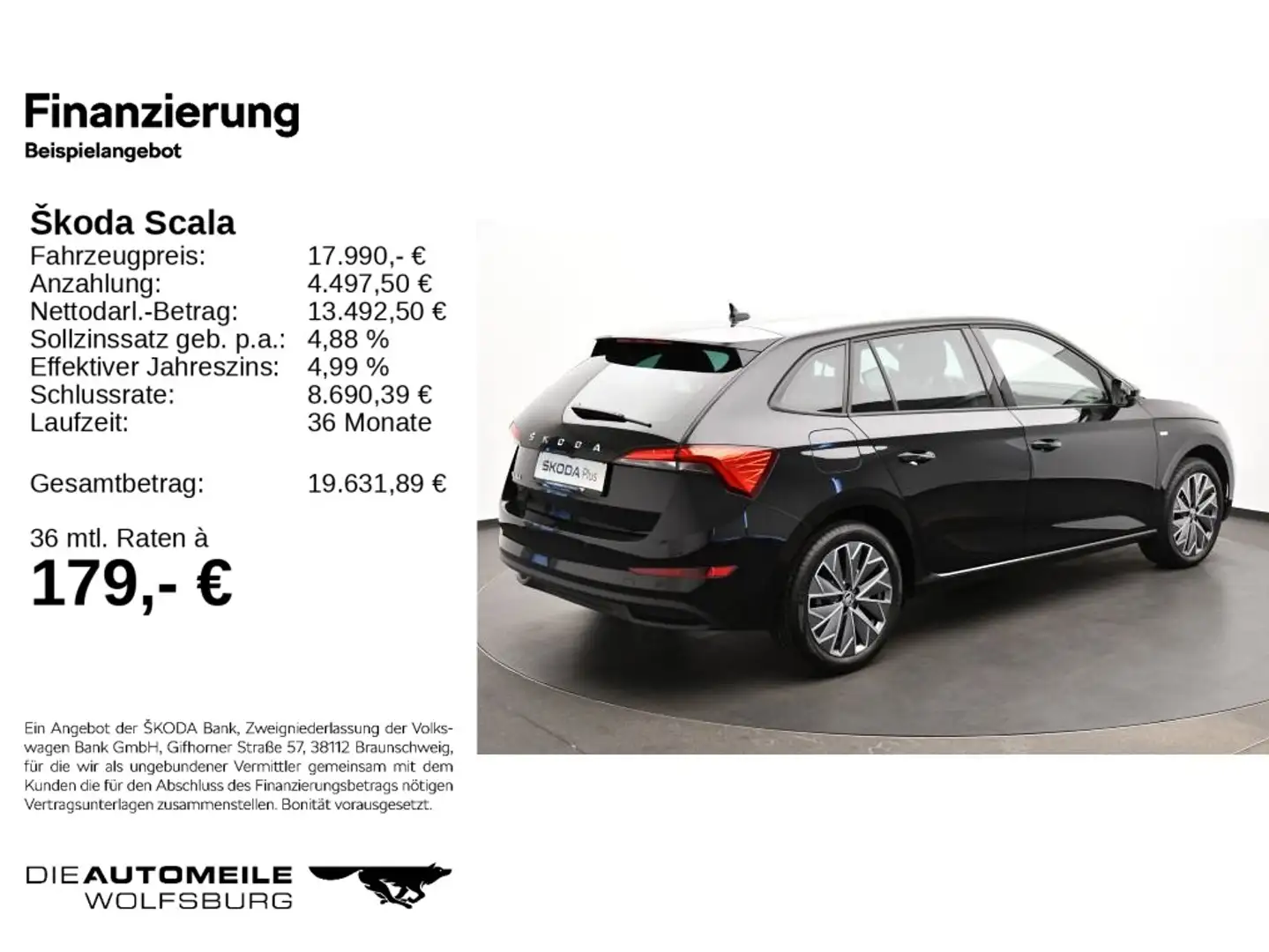 Skoda Scala 1.0 TSI Ambition Einparkhi/Navi/LED Schwarz - 2