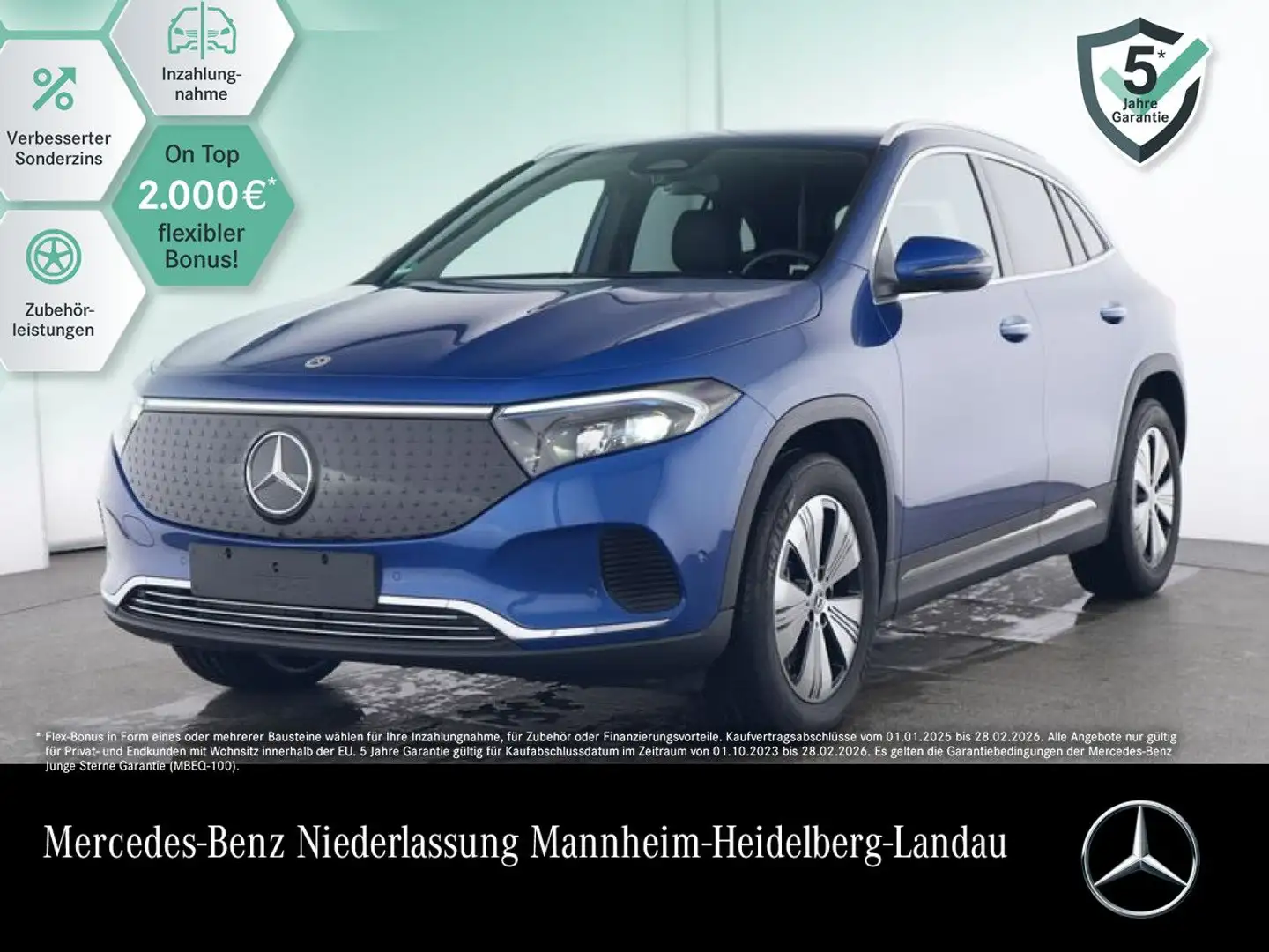Mercedes-Benz EQA 350 4M PROG+PLUS-PAKET+KAMERA+KEYLESS+SPUR Modrá - 1