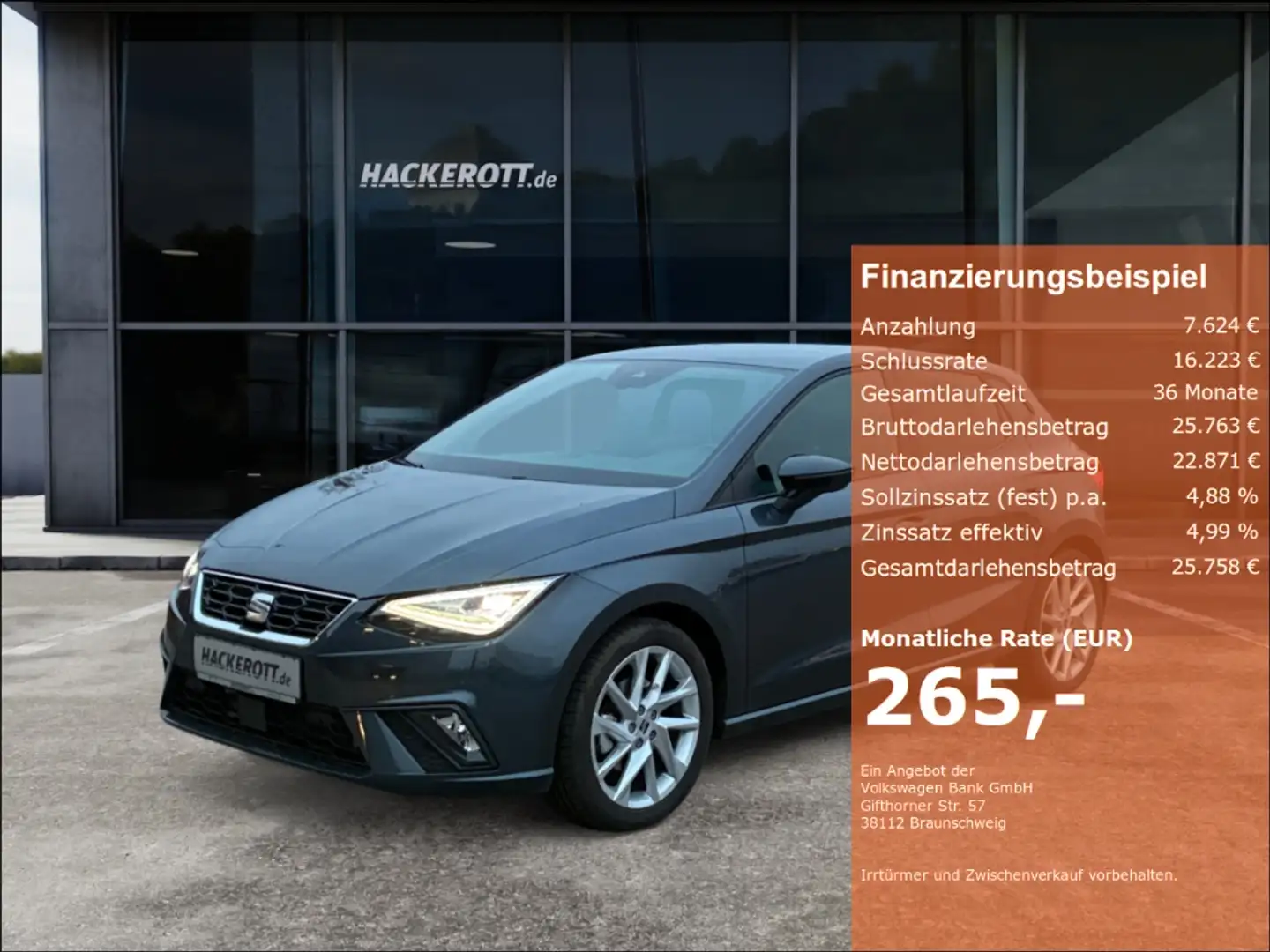SEAT Ibiza FR 1.0 TSI LED, Rückfahrkamera Sitzheizung Full Li Grau - 1