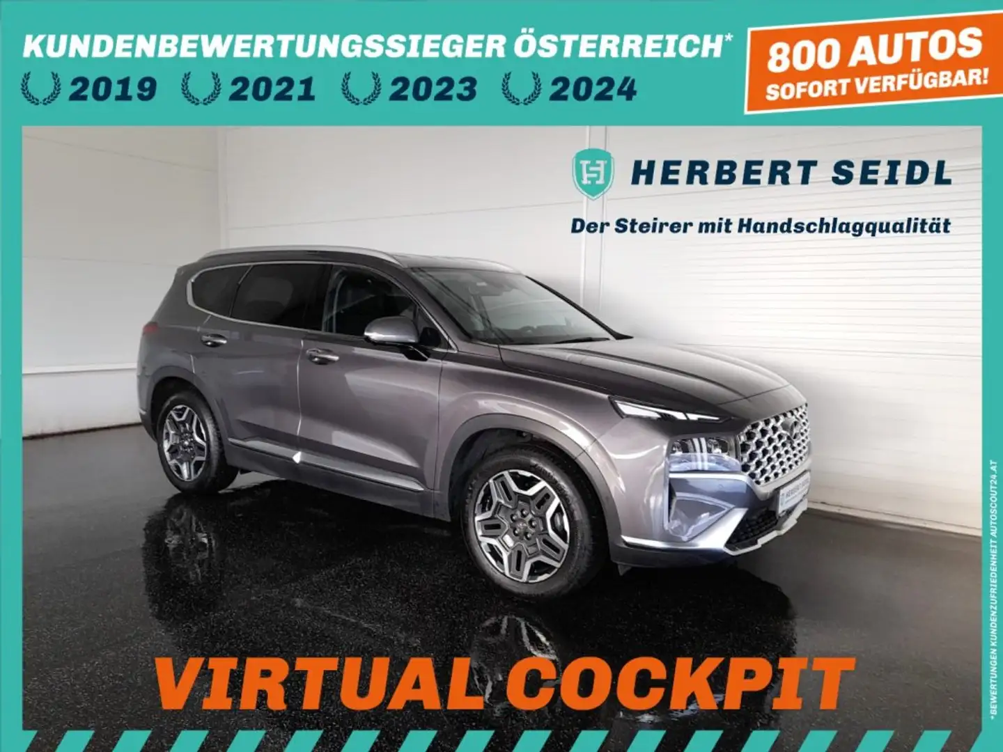Hyundai SANTA FE HYBRID Aut *7 SITZE / VOLL LED / NAVI / VIRTUELL / KAMERA / VOLLEDER / ACC / E-KLAPPE* Grau - 1