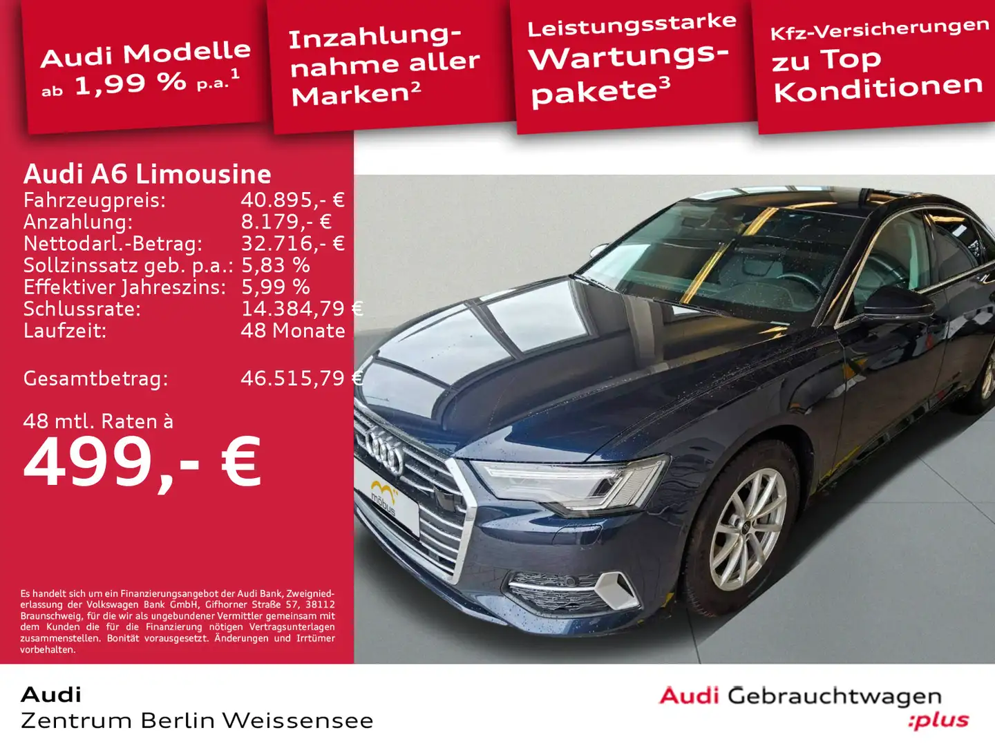 Audi A6 50 TDI TIPT*QU*MATRIX*LEDER*ACC*RFK Blau - 1