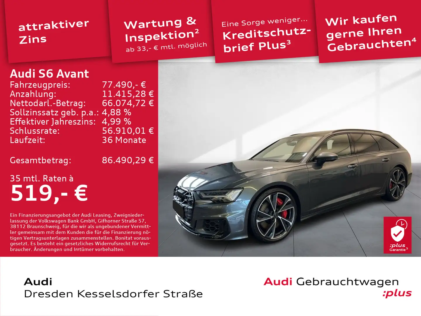 Audi S6 3.0 TDI Q. AHZV Kamera LED Navi Grau - 1