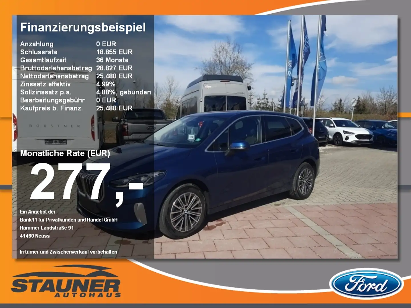 BMW 218 i Active Tourer Luxury Line LED Leder h/k ACC Modrá - 1