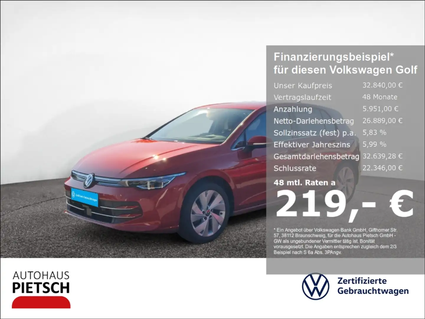 Volkswagen Golf VIII 1.5 eTSI Style Matrix Head-Up Navi Rot - 1