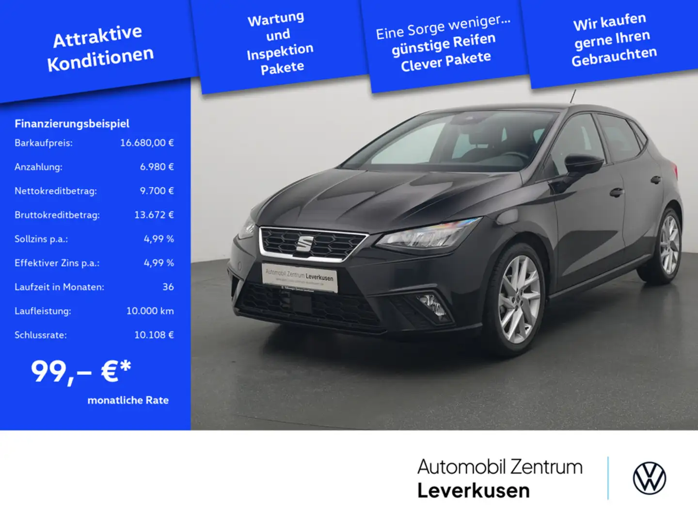 SEAT Ibiza FR ACC PDC LED VIRT CARPLAY PORT NAVI Schwarz - 1