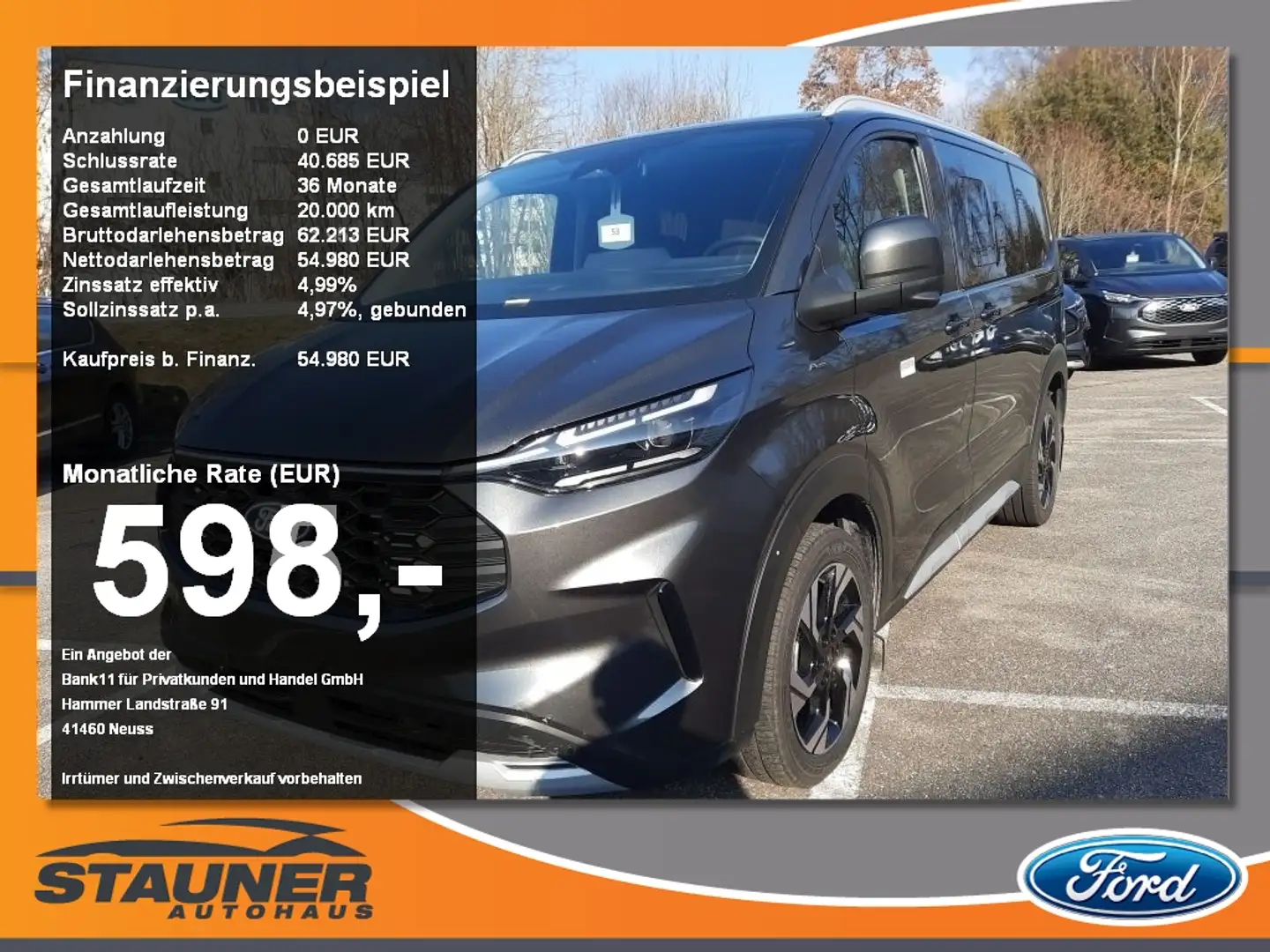 Ford Tourneo Custom 2.0l 320 L1 Active 0% FIN Gris - 1