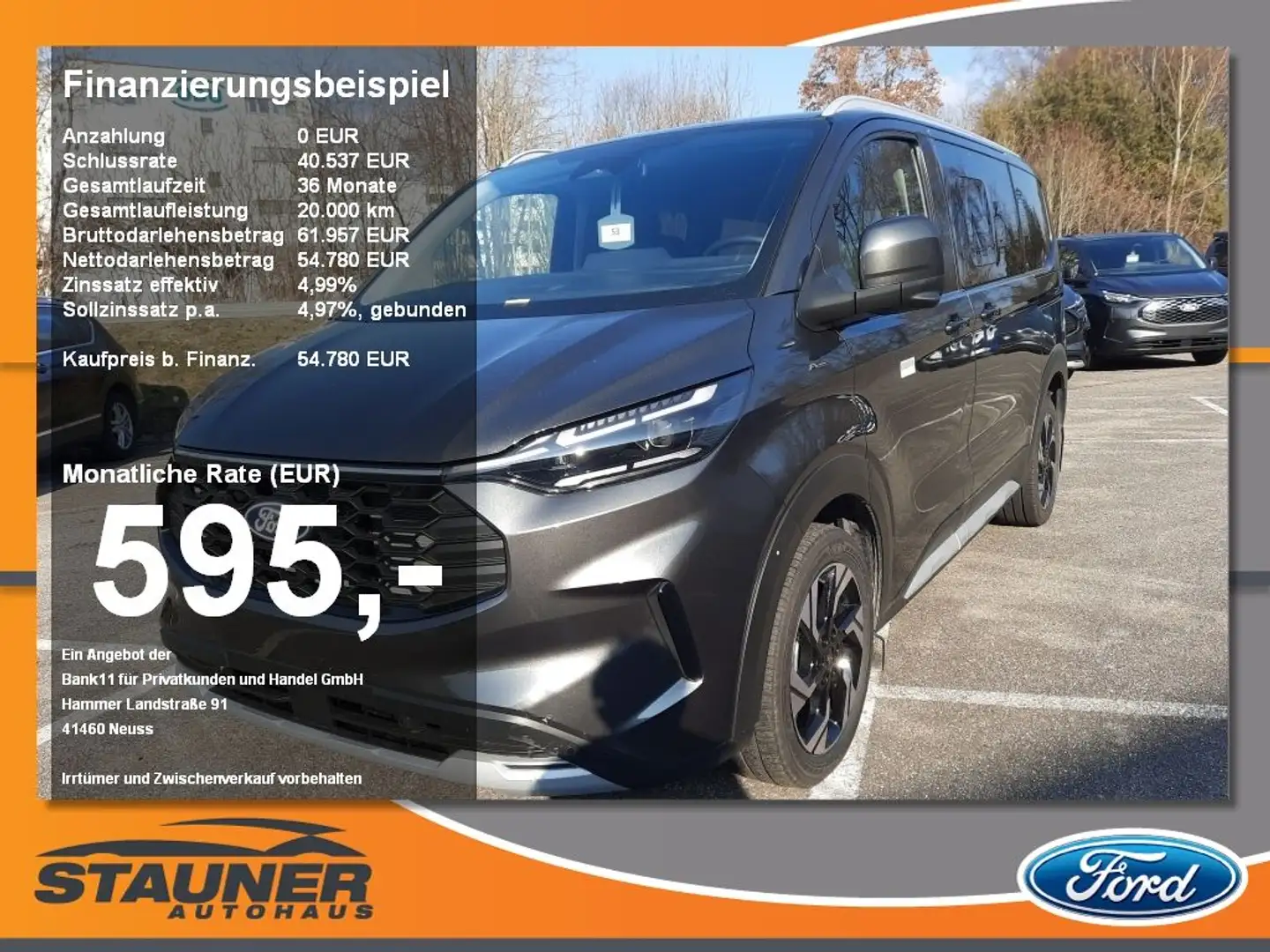 Ford Tourneo Custom 2.0l 320 L1 Active 0% FIN Gris - 2