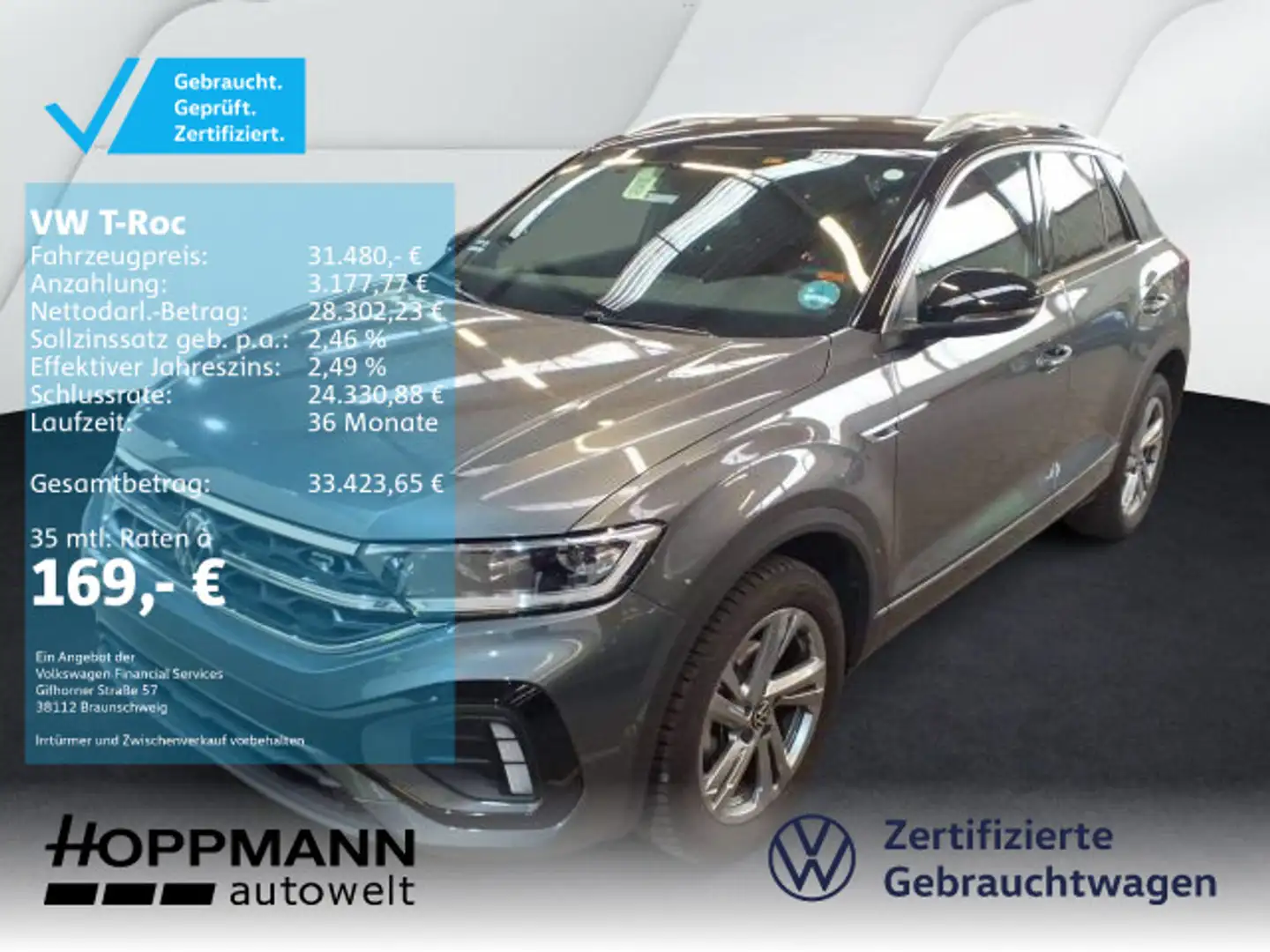 Volkswagen T-Roc 1.5 TSI R-Line AHK ACC NAVI LED Grau - 1