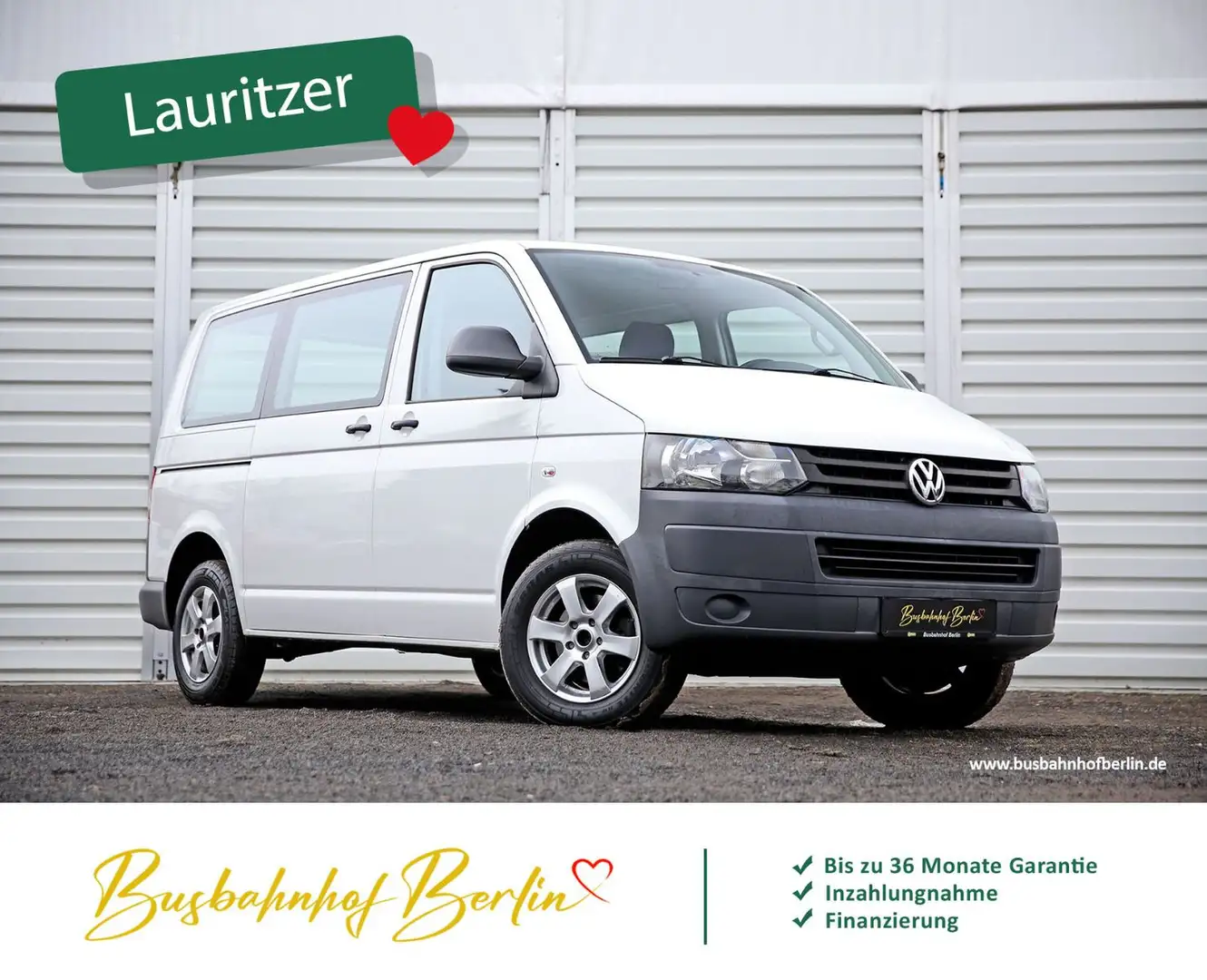 Volkswagen T5 Kombi Klima 1.Hand 3 Sitze MwSt. ausweisbar Weiß - 2