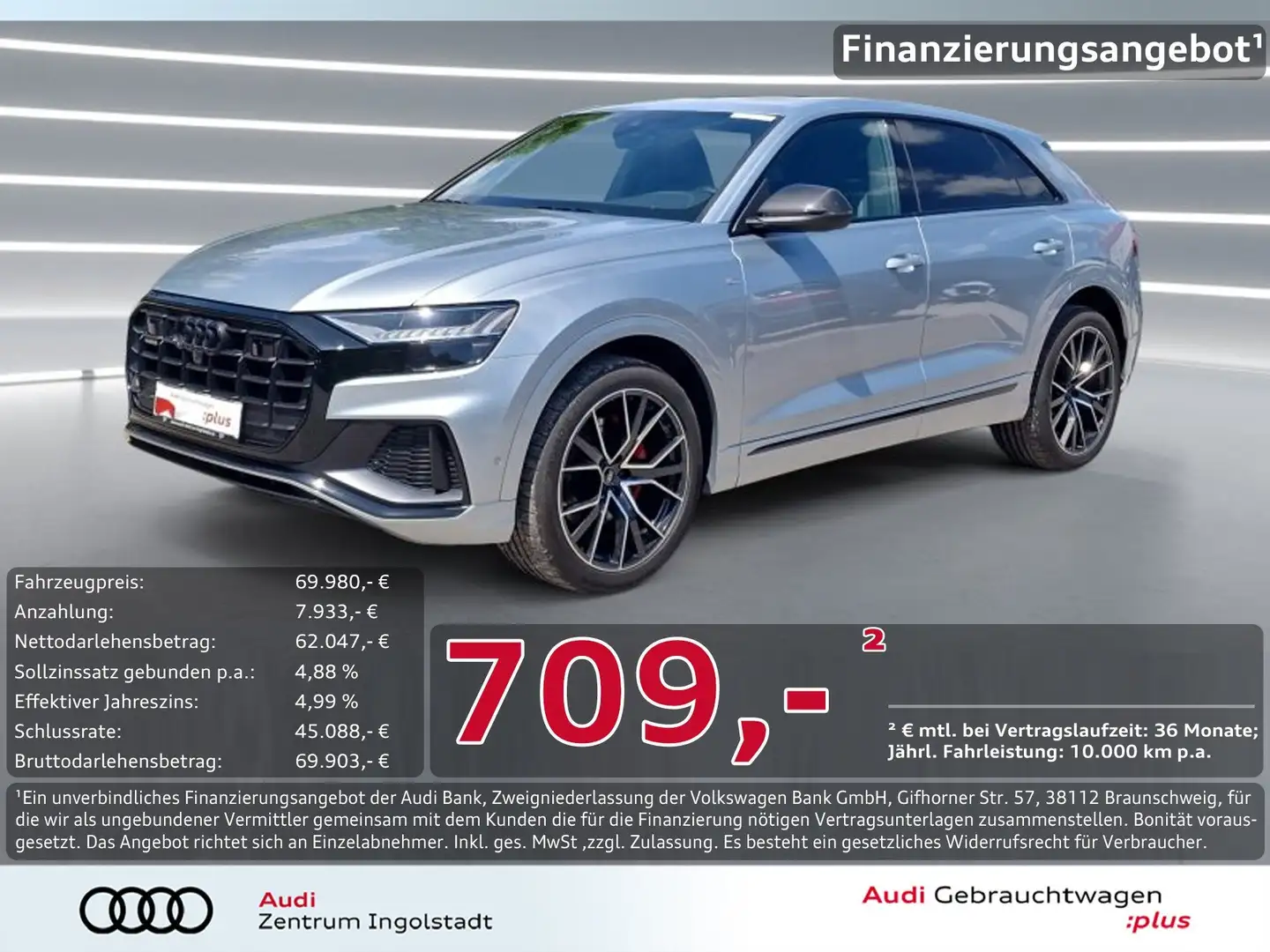 Audi Q8 50 TDI qu S line compet.+ MATRIX S-Sitze Pano Silber - 1