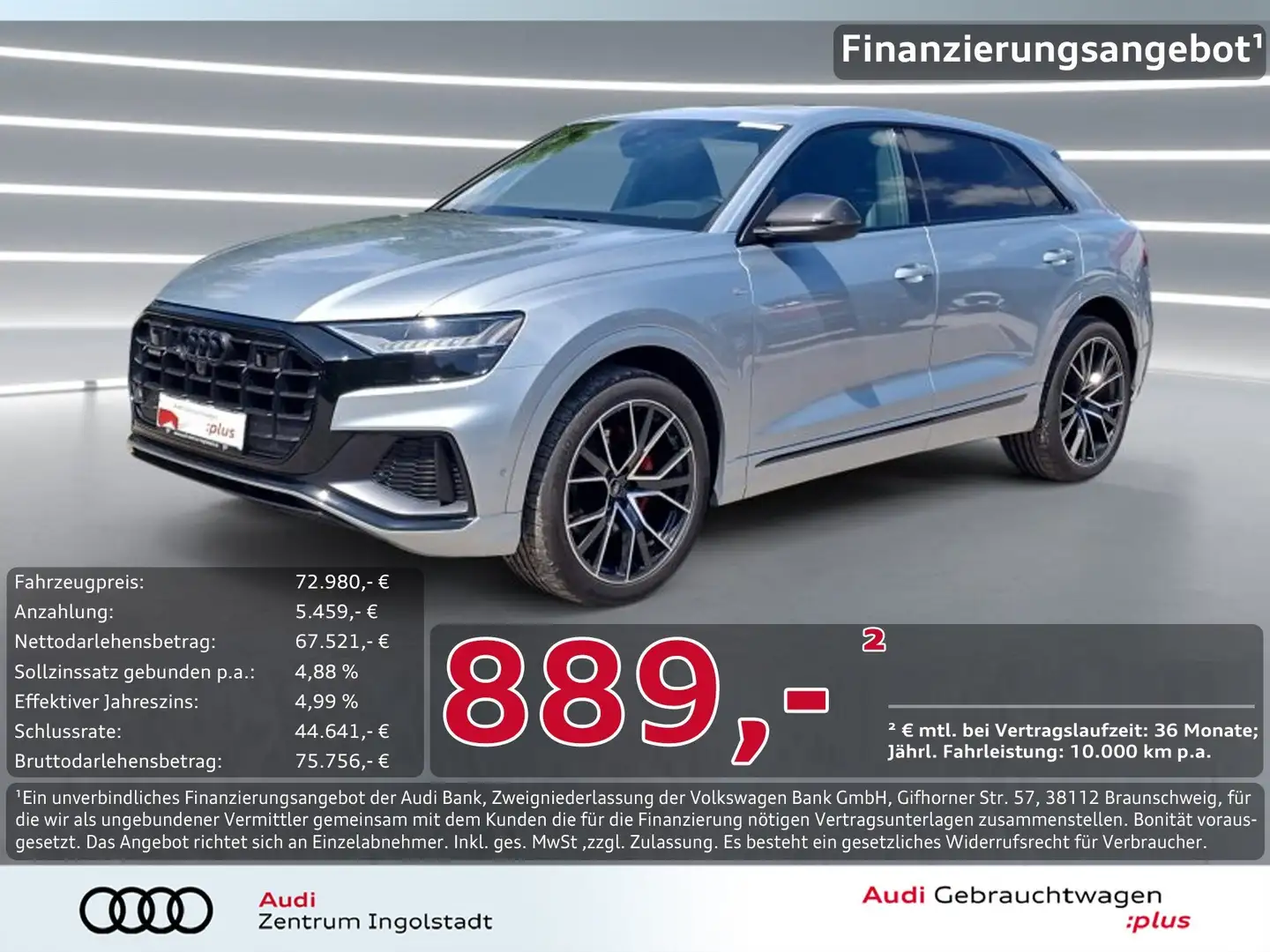 Audi Q8 50 TDI qu S line compet.+ MATRIX S-Sitze Pano Silber - 1