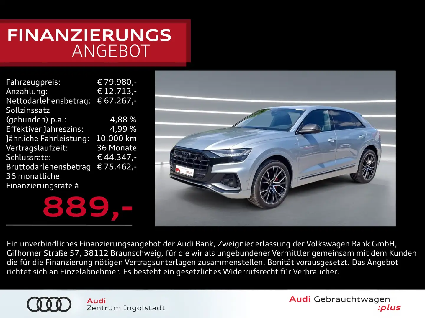 Audi Q8 50 TDI qu S line compet.+ MATRIX S-Sitze Pano Silber - 1