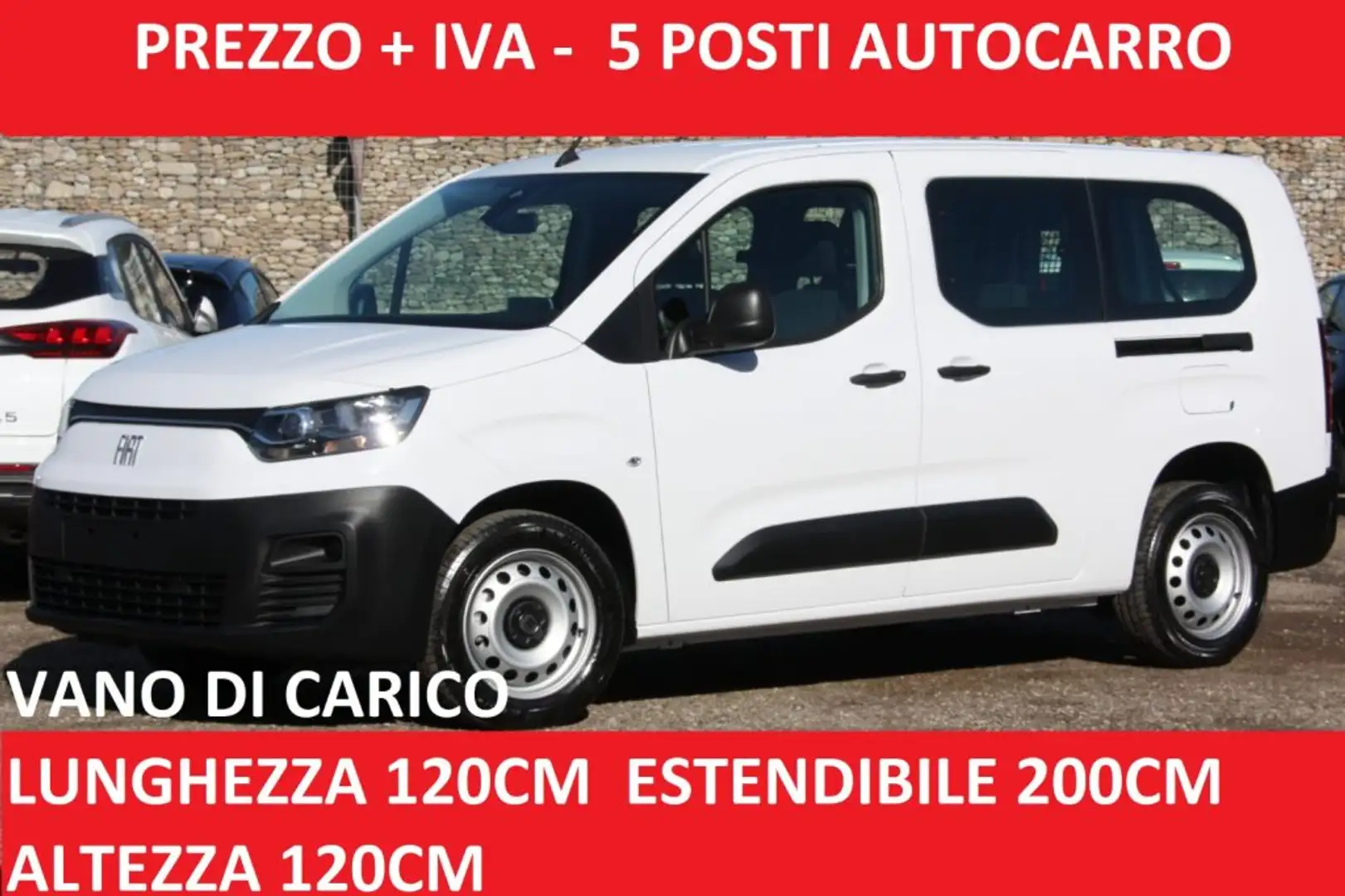 Fiat Doblo 1.5 BlueHdi 100CV Crew Cab COMBI 5 POSTI AUTOCARRO Bianco - 1