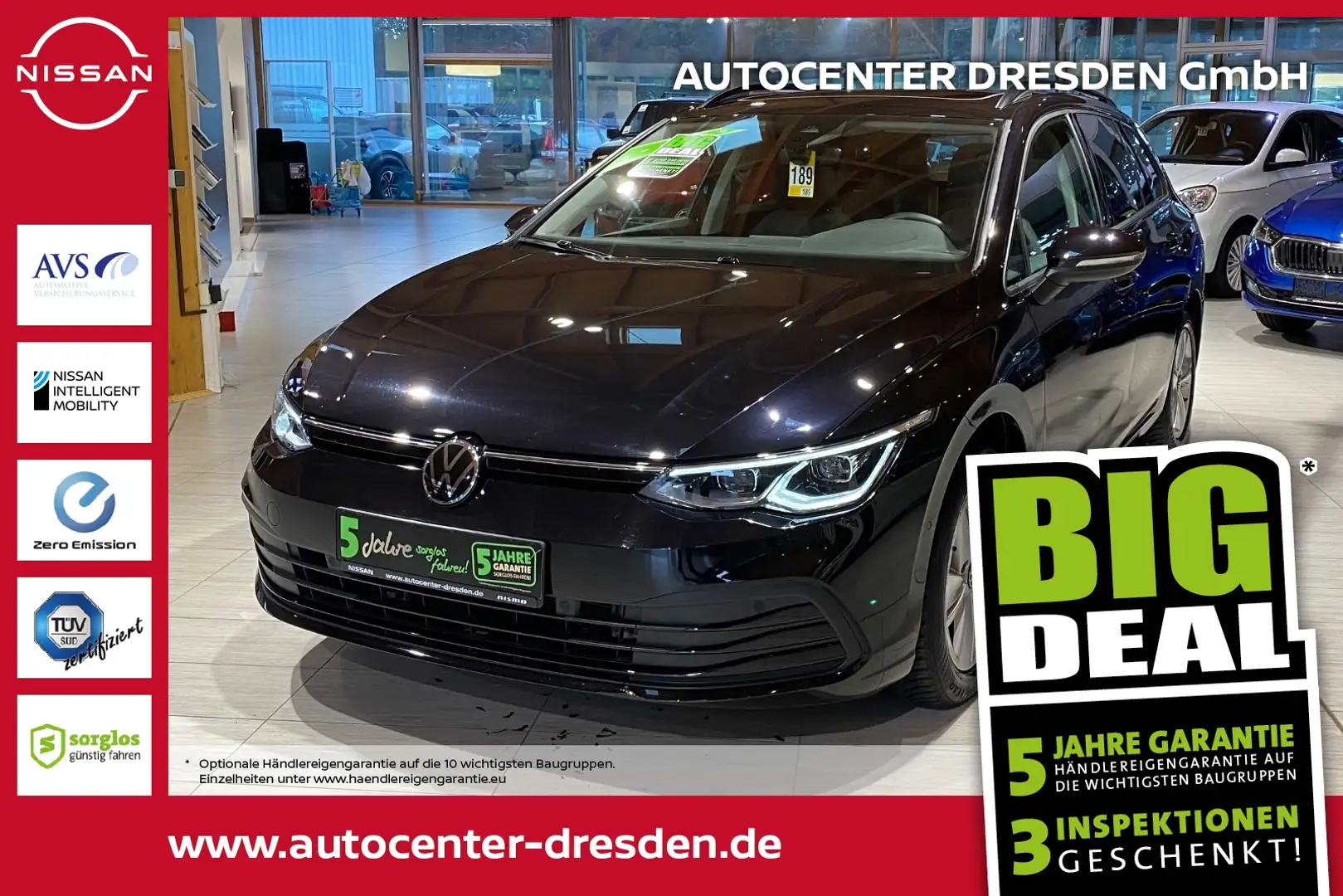 Volkswagen Golf Variant Golf VIII Variant 1.5 eTSI Life ACC+LED+Navi+PANO Schwarz - 1