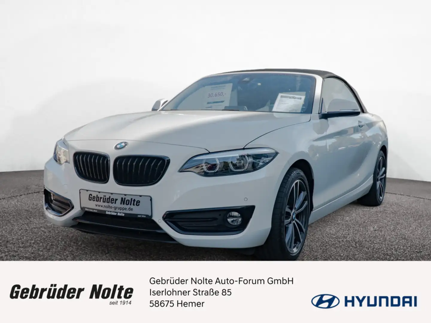 BMW 220 i Cabrio Sport Line SHZ NAVI FACEL. LED Weiß - 1