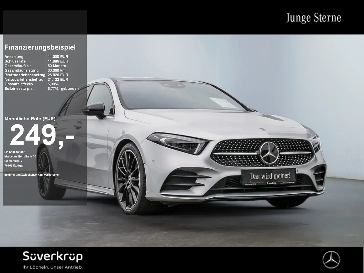 Mercedes-Benz A 220 d AMG NIGHT DISTR PANO SPUR AHK 360 PDC Silber - 1