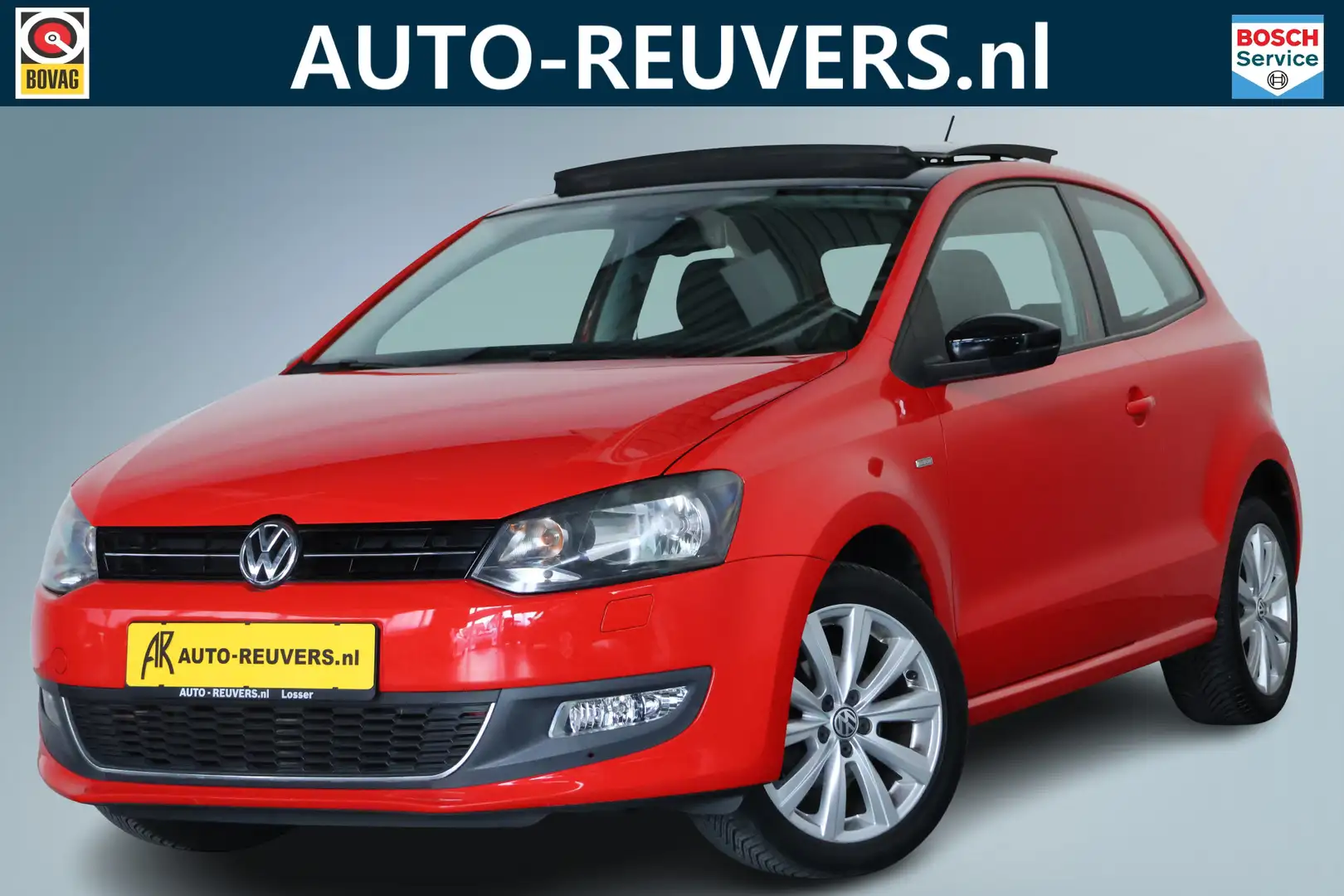 Volkswagen Polo 1.2-12V BlueMotion Match / Opendak / Airco / Cruis Rood - 1