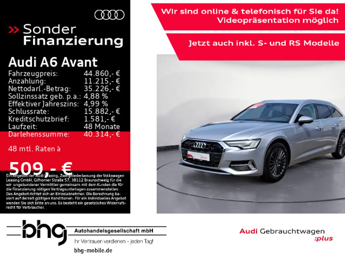 Audi A6 40 TDI quattro S tronic advanced Assist Silber - 1