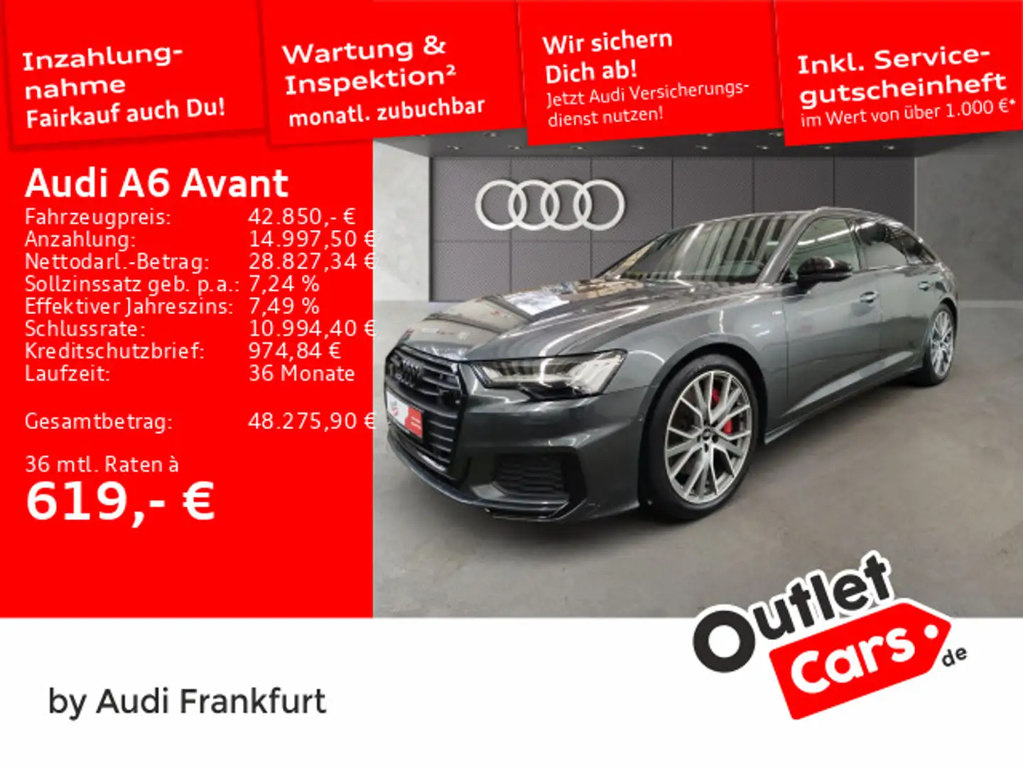 Audi A6 55 TFSI e quattro S tronic S line HD Ma Gris - 1