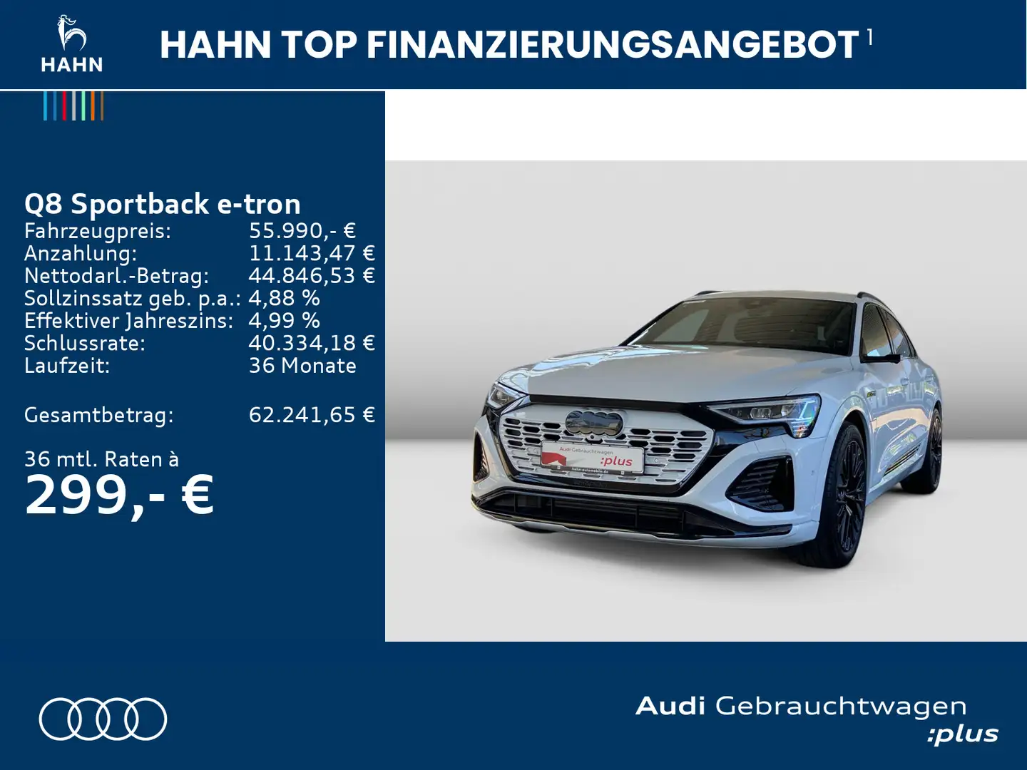 Audi Q8 e-tron Q8 e-tron Sportback 55 qua S-Line S-Trc HUD Virt Weiß - 2