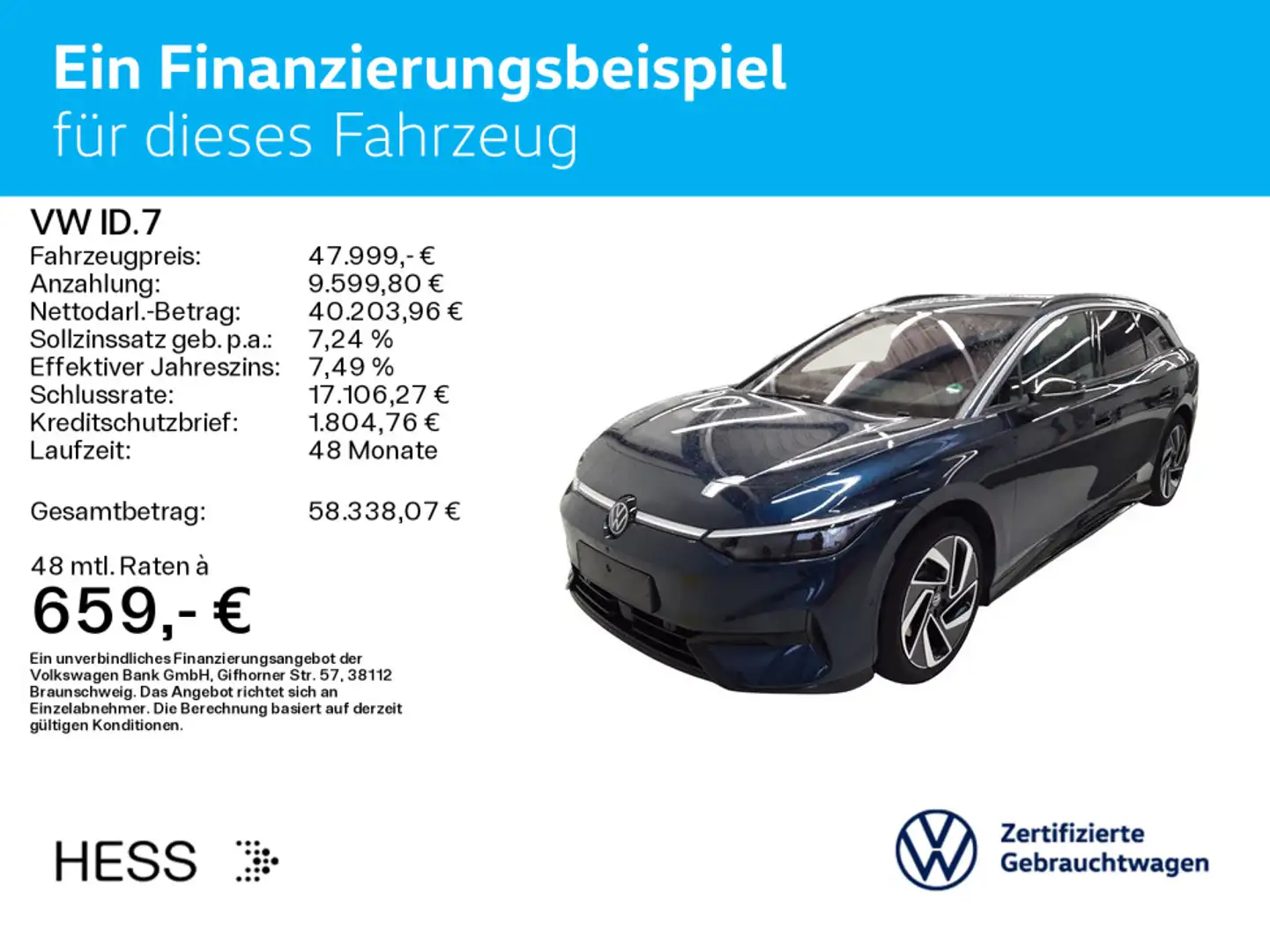 Volkswagen ID.7 Tourer Pro*AHK*KAMERA*WÄRMEPUMPE*IQ.LIGHT*2 Blau - 2