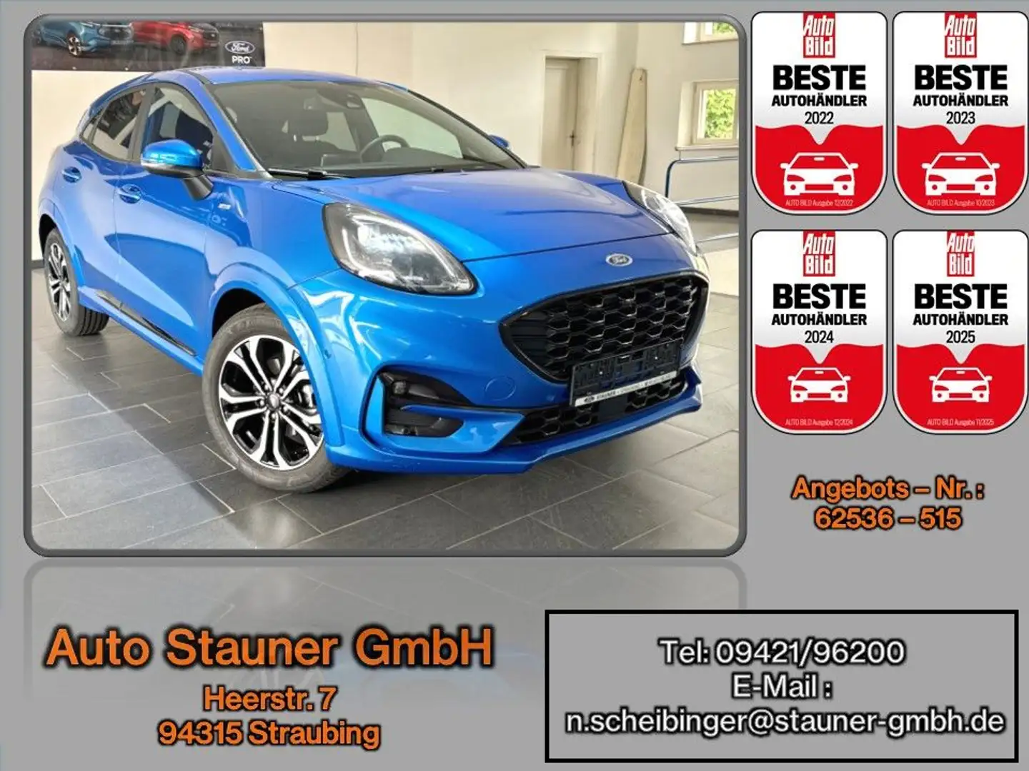 Ford Puma ST-Line 1.0 EcoBoost Automatik*ACC*KAMERA* Blauw - 1