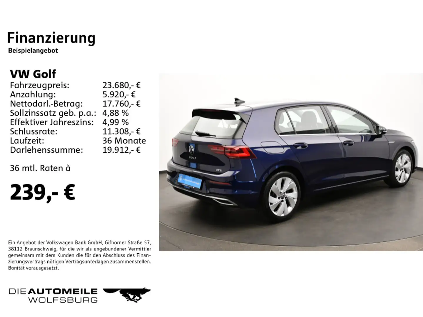 Volkswagen Golf 8 VIII 1.5 eTSI DSG Style Pano/ACC/Matrix-L Blau - 2