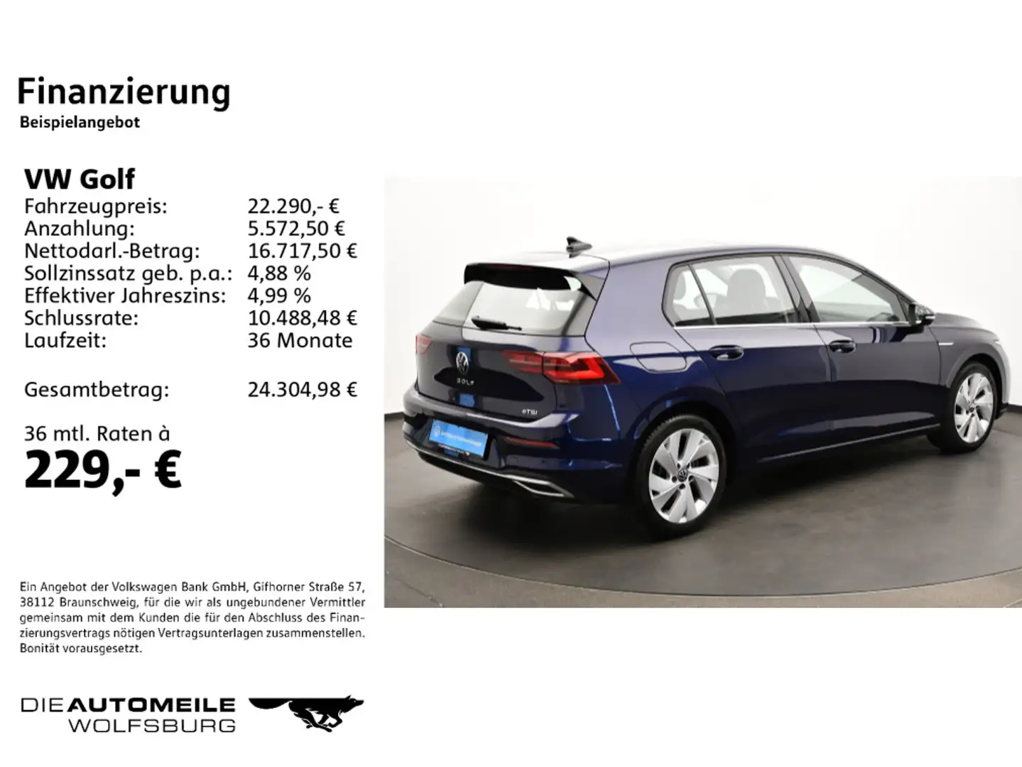 Volkswagen Golf 8 VIII 1.5 eTSI DSG Style Pano/ACC/Matrix-L Blau - 2