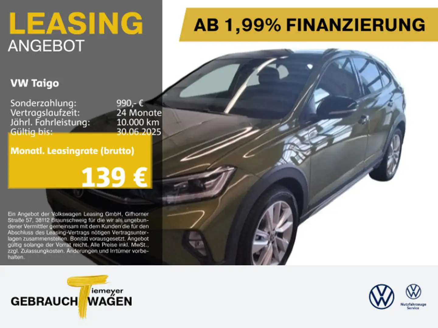 Volkswagen Taigo 1.0 TSI GOAL MATRIX PANO KAMERA ACC Grün - 1