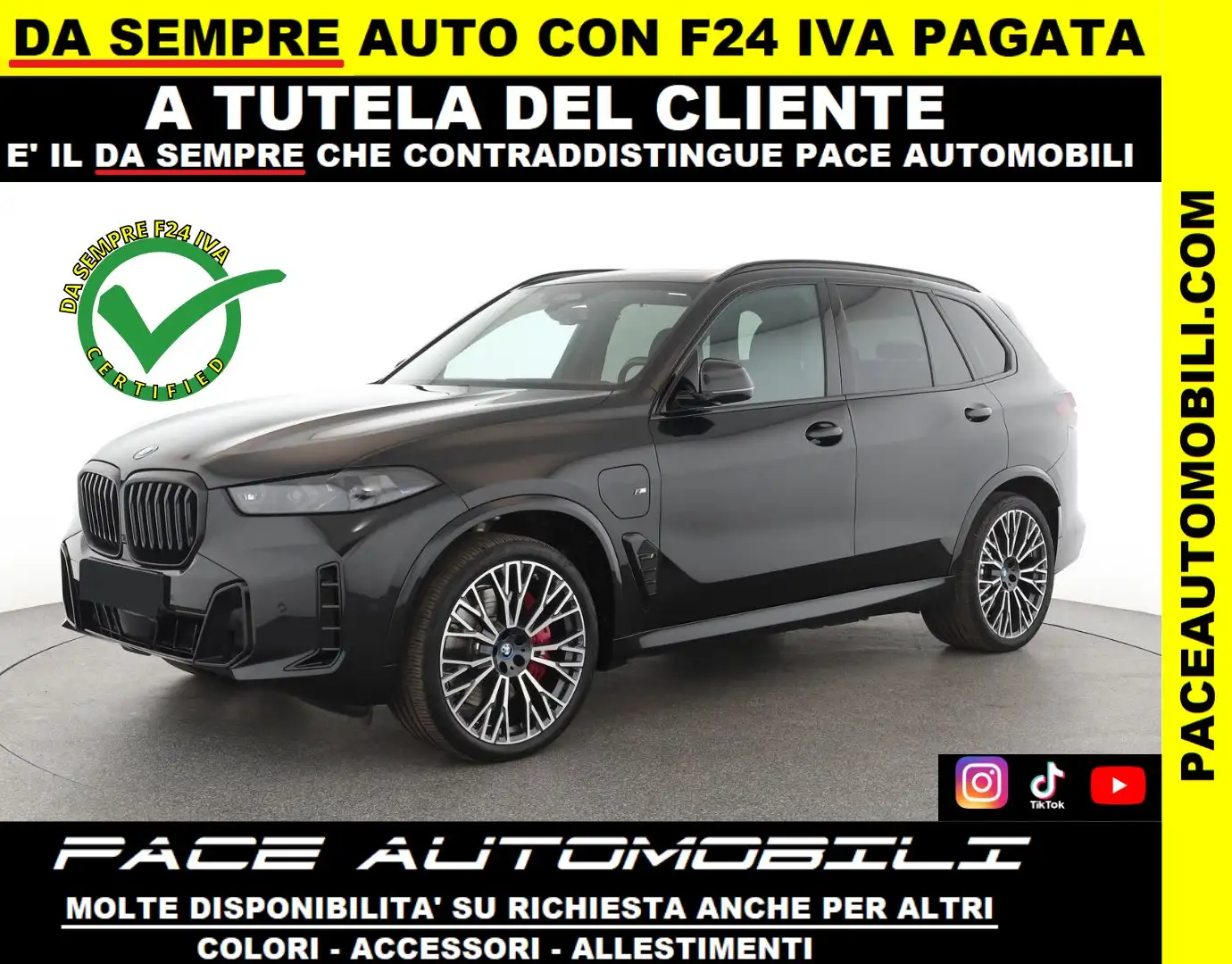 BMW X5 50e PLUG-IN M SPORT MSPORT LED 22" TETTO BLACK XD Nero - 1