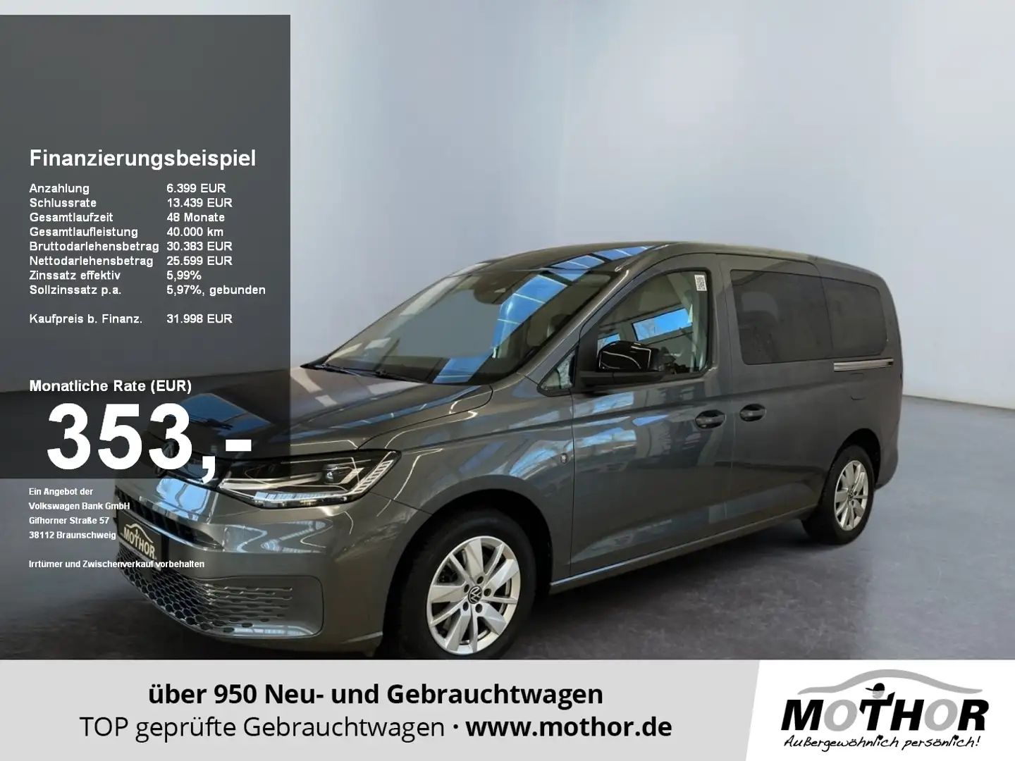 Volkswagen Caddy Maxi 1.5 TSI DSG AHK 7Sitzer ACC 1.Hand Grau - 1