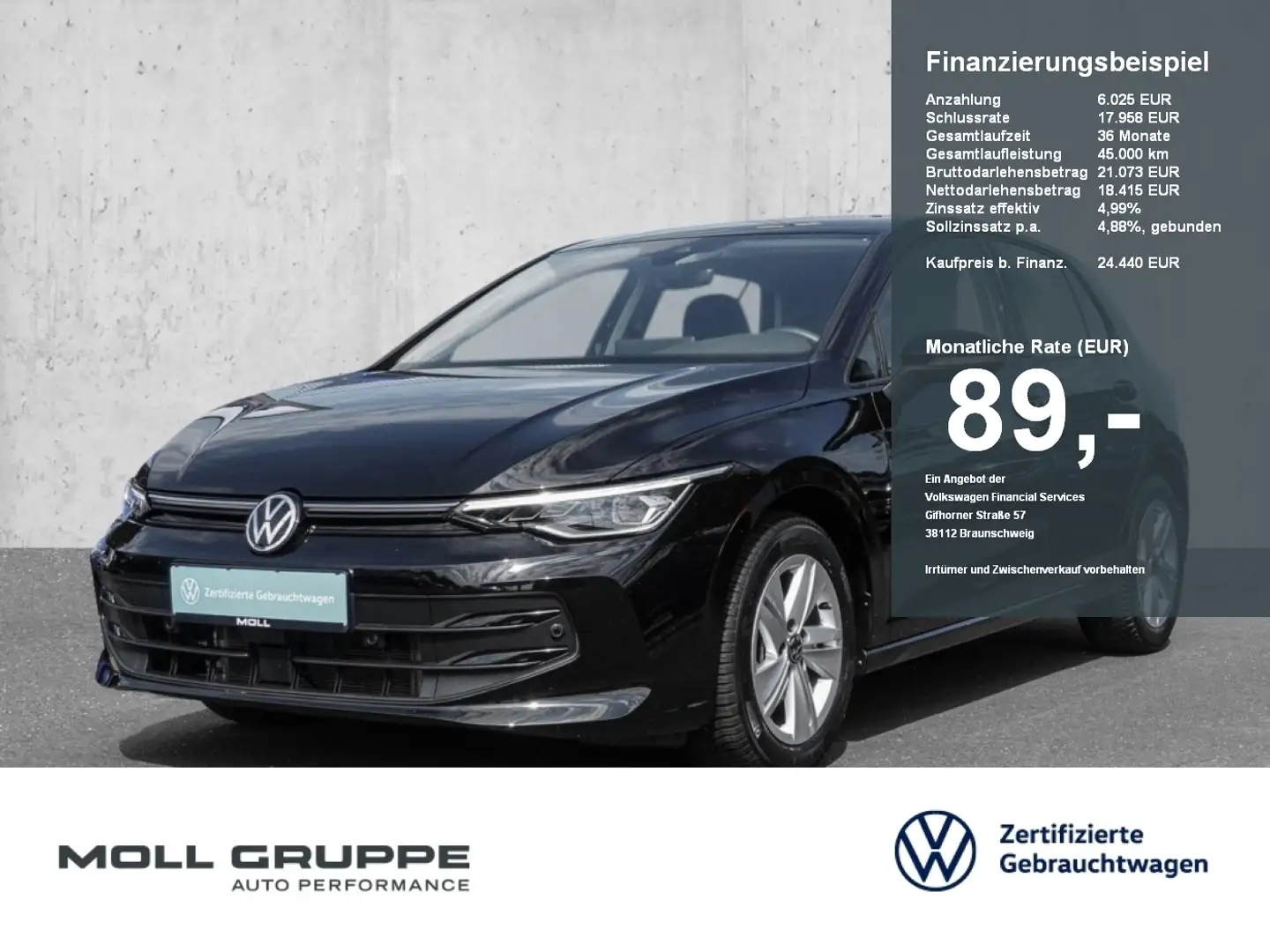 Volkswagen Golf 1.5 TSI Life ACC KAM KLIMAA. LED LM PARKASS Schwarz - 1