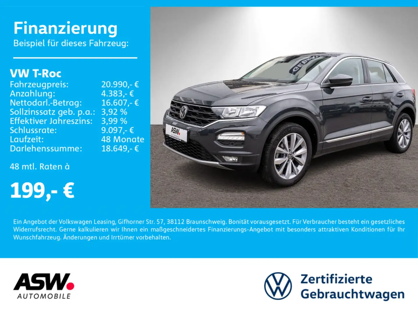 Volkswagen T-Roc Style 1.5 TSI DSG Navi PDC ACC SHZ AHK Gris - 1
