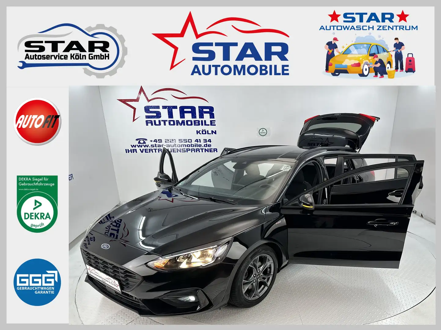 Ford Focus ST-Line*1,0-92KW*NAVI*Ab.TEMP*NOTRUF*KAMERA*E6dT Schwarz - 1