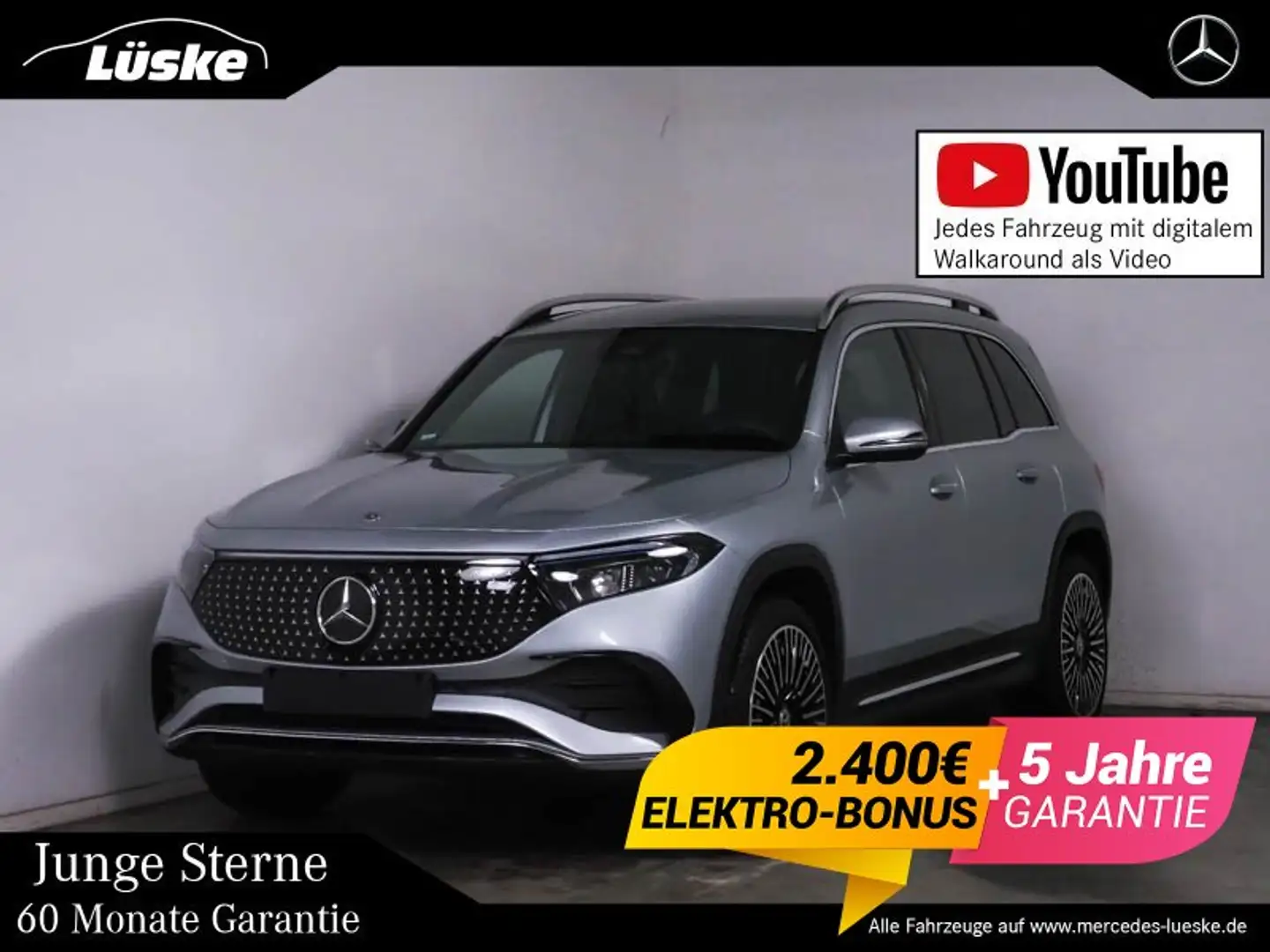 Mercedes-Benz EQB 300 EQB 300 4M AMG Line Vielspeiche Leder AHK Memory Silber - 1