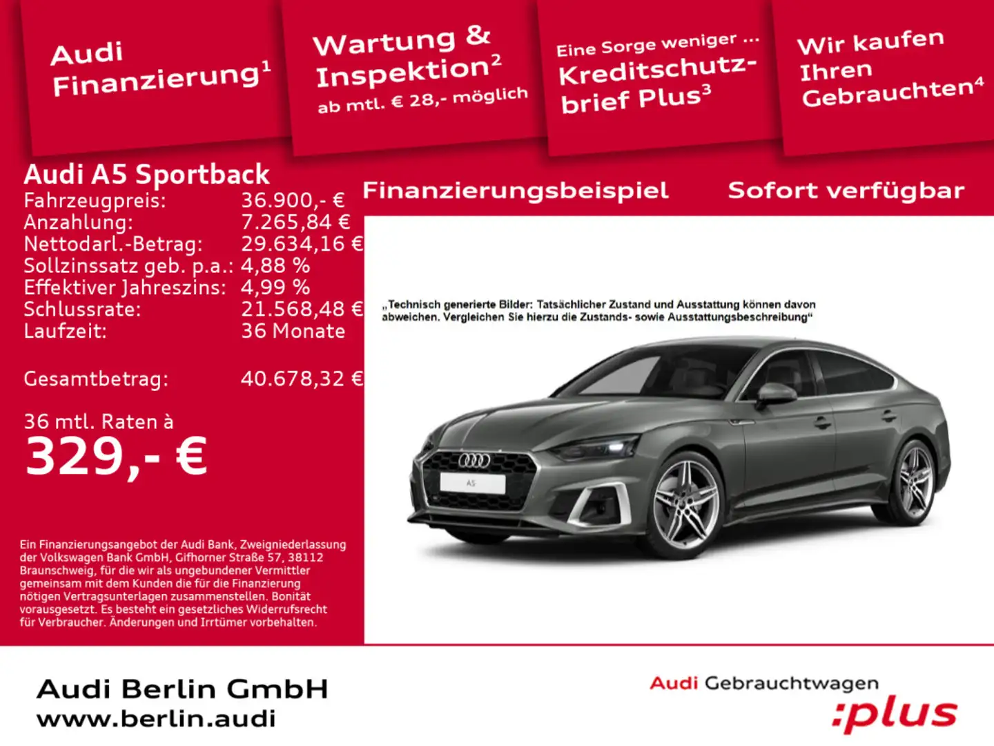Audi A5 S line 40 TDI S tr. LED RFK NAVI AC Grau - 1