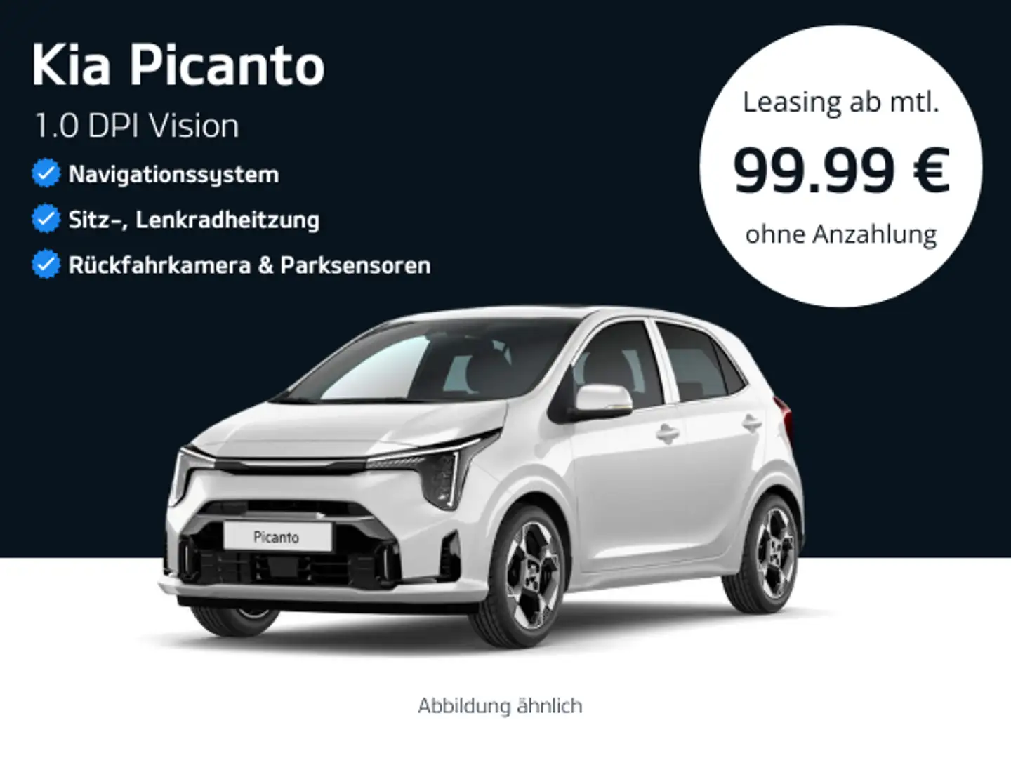 Kia Picanto 1.0 Vision * Sofort Verfügbar * nur 24 Monate & 10 Weiß - 1