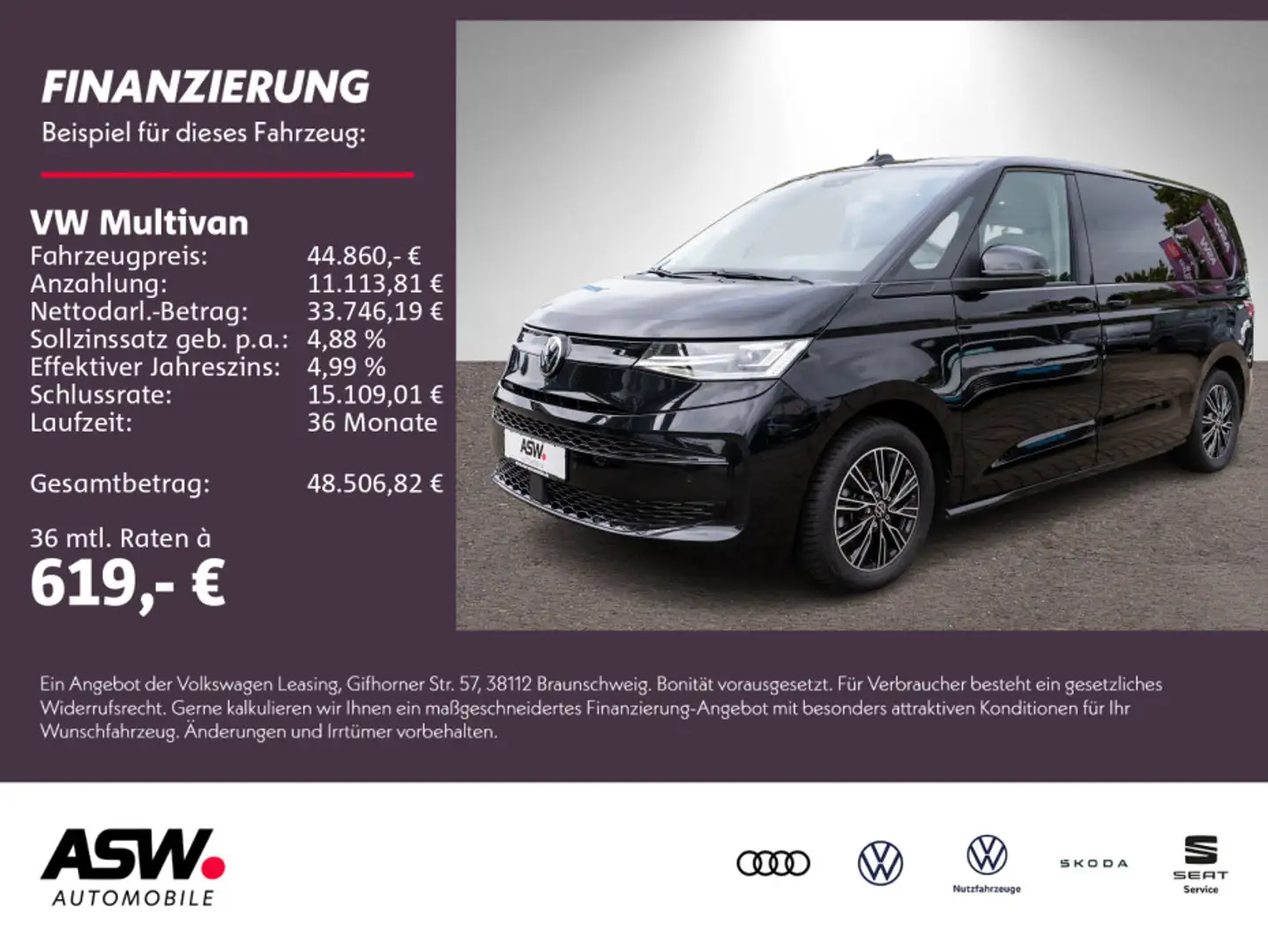 Volkswagen T7 Multivan T7 Multivan 1.4 eHybrid DSG Matrix RFK Stdhz AHK Schwarz - 1