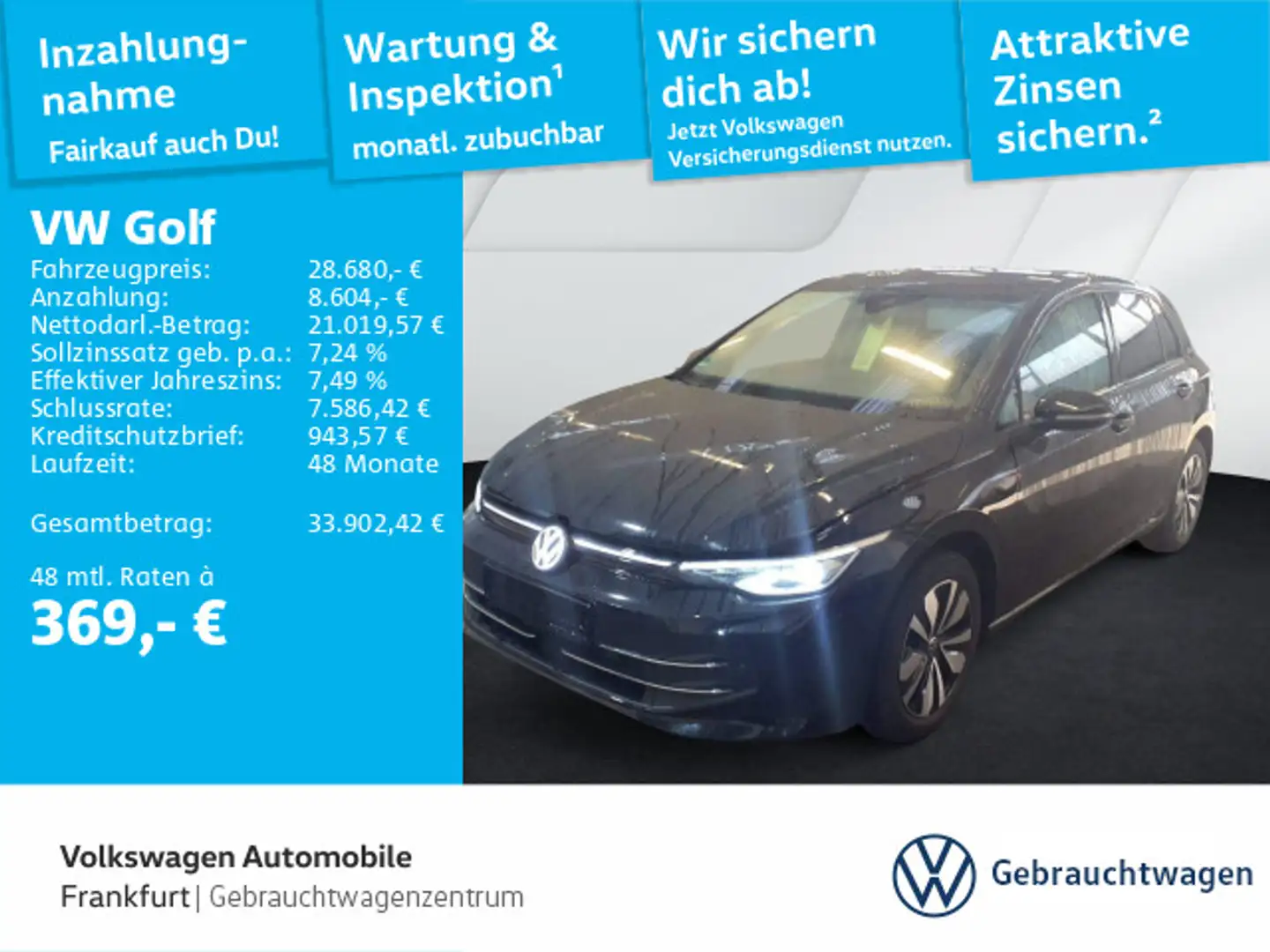Volkswagen Golf VIII 2.0 TDI DSG Goal Navi LEDPlus DAB+ Fro Schwarz - 1